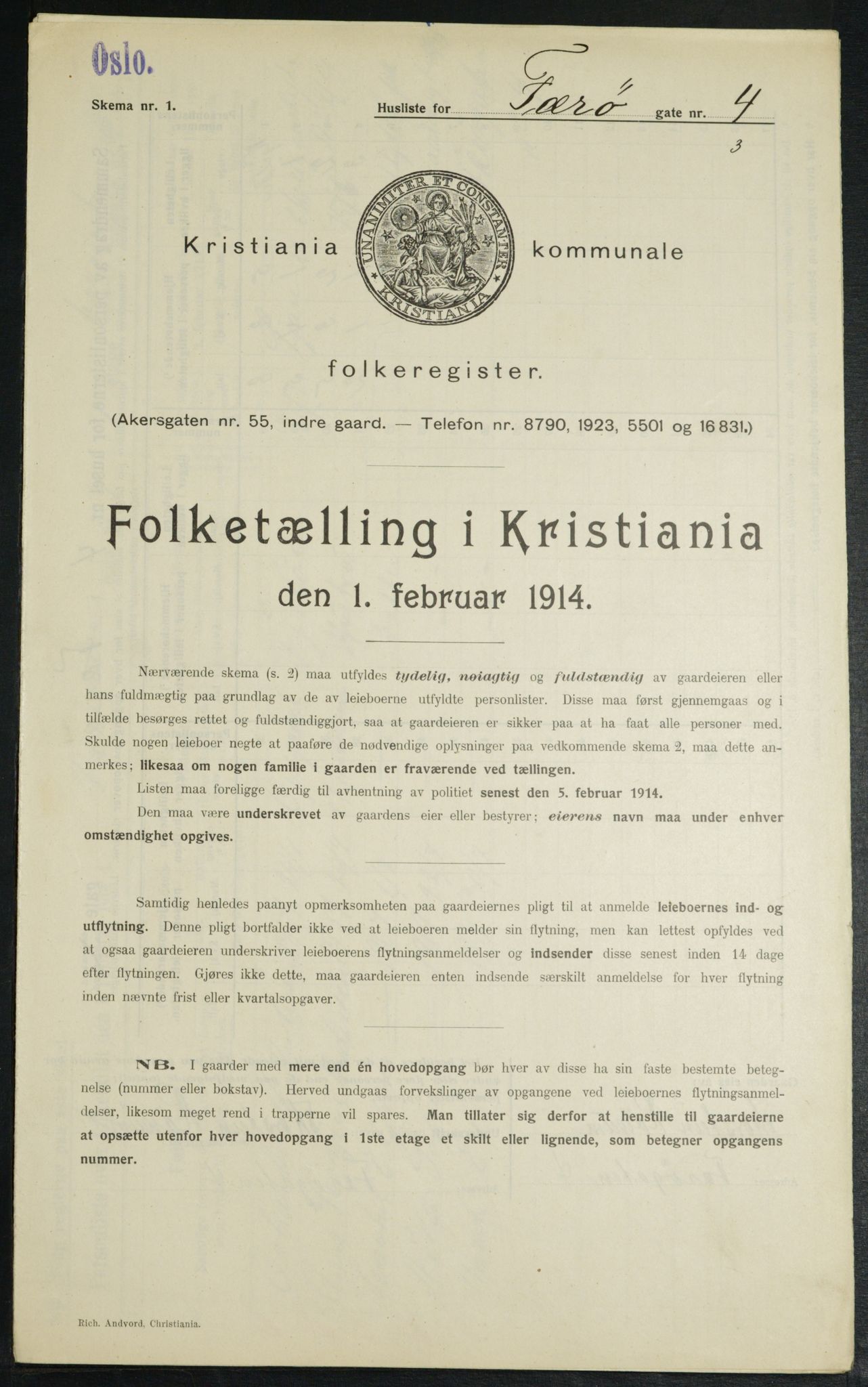 OBA, Municipal Census 1914 for Kristiania, 1914, p. 2650