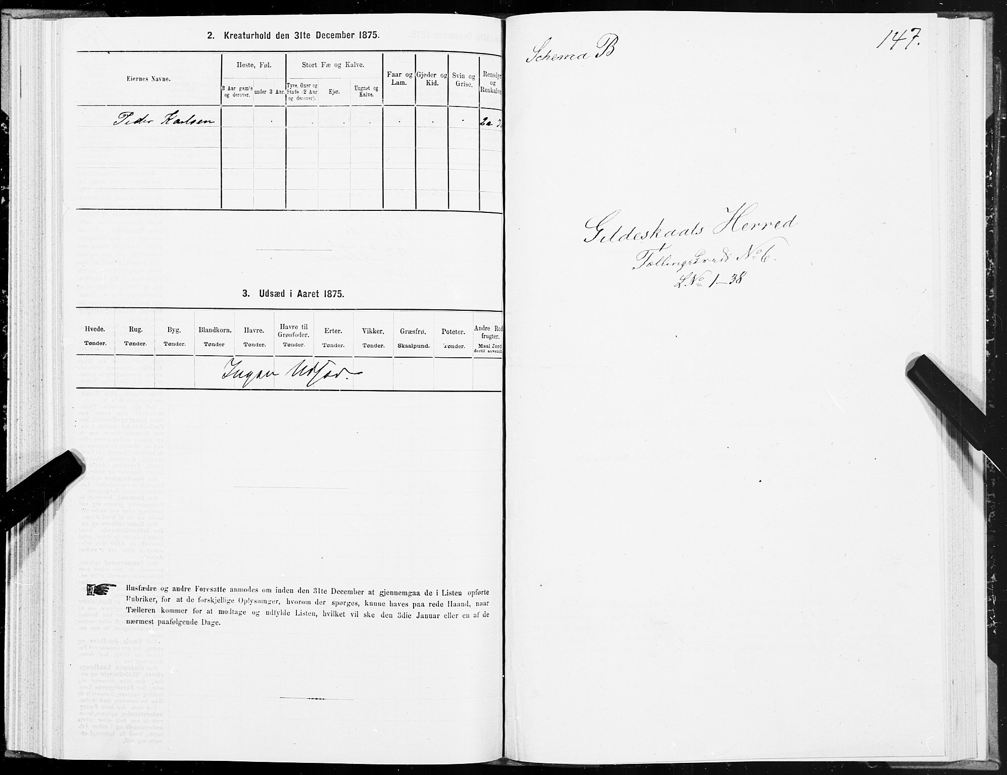 SAT, 1875 census for 1838P Gildeskål, 1875, p. 3147