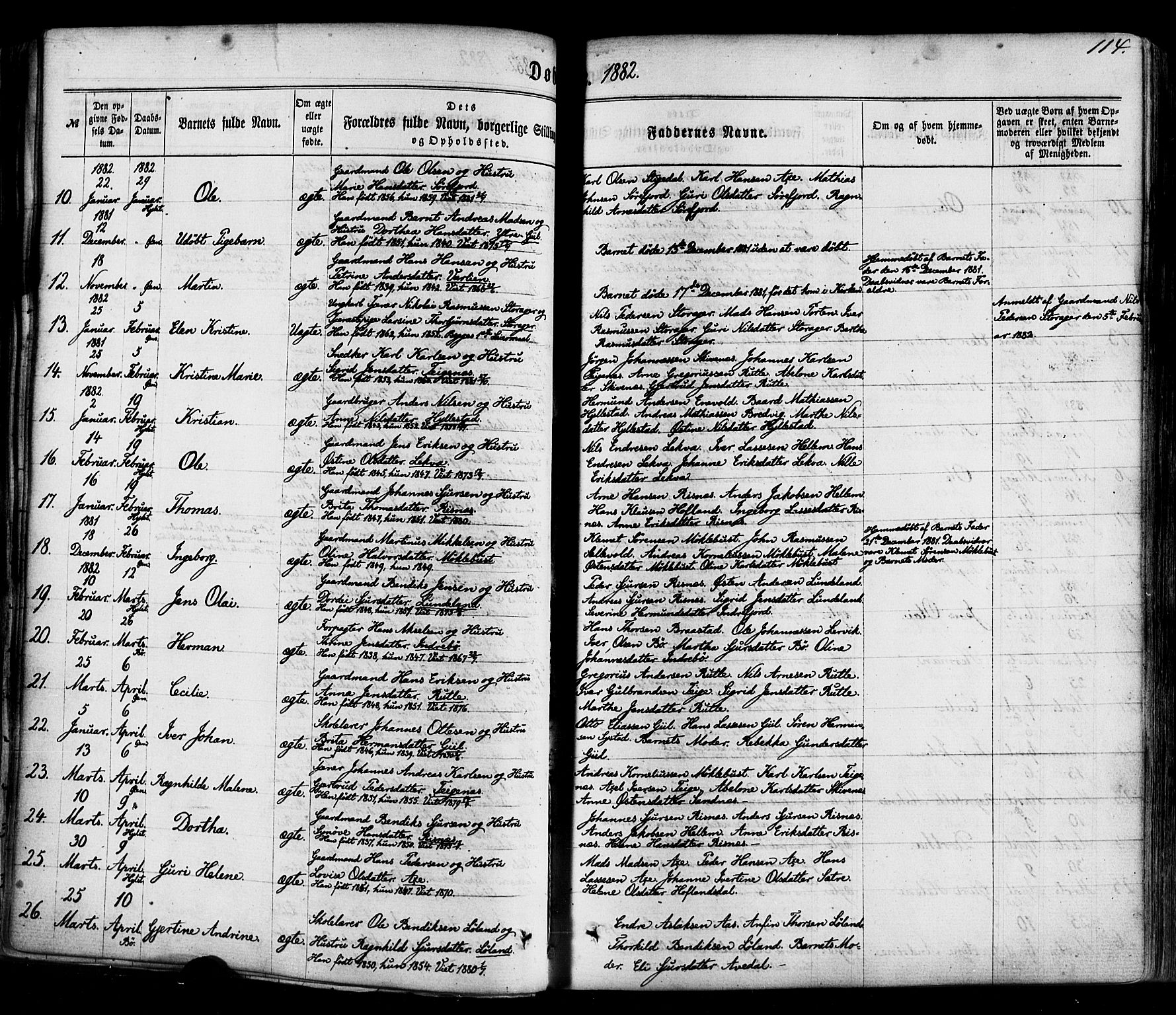Hyllestad sokneprestembete, SAB/A-80401: Parish register (official) no. A 1, 1861-1886, p. 114