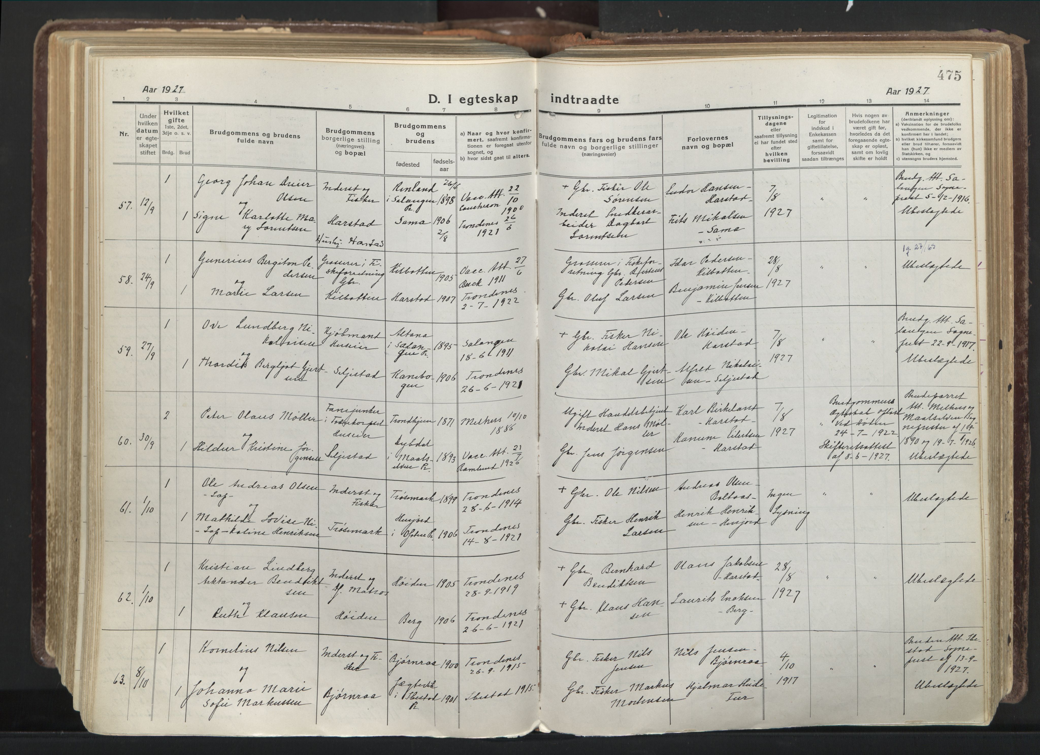 Trondenes sokneprestkontor, AV/SATØ-S-1319/H/Ha/L0019kirke: Parish register (official) no. 19, 1919-1928, p. 475