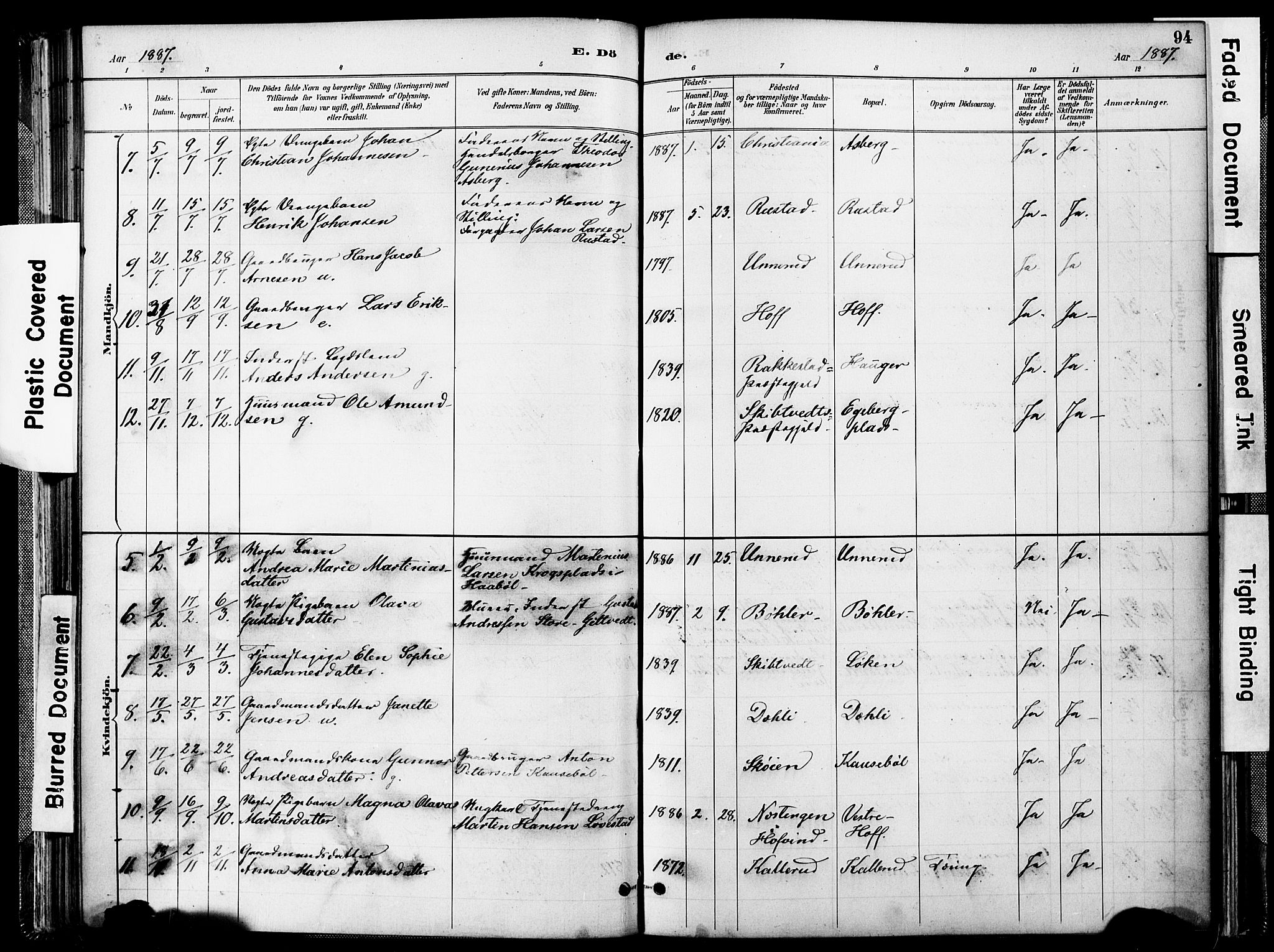 Spydeberg prestekontor Kirkebøker, AV/SAO-A-10924/F/Fa/L0008: Parish register (official) no. I 8, 1886-1900, p. 94