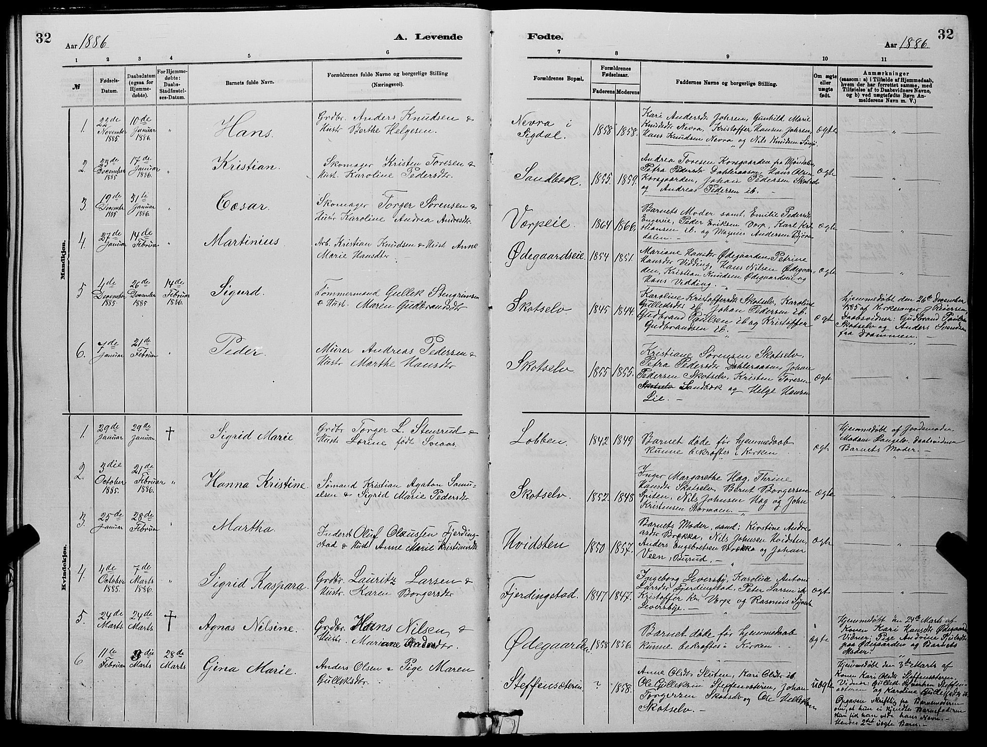 Eiker kirkebøker, AV/SAKO-A-4/G/Gb/L0003: Parish register (copy) no. II 3, 1880-1893, p. 32