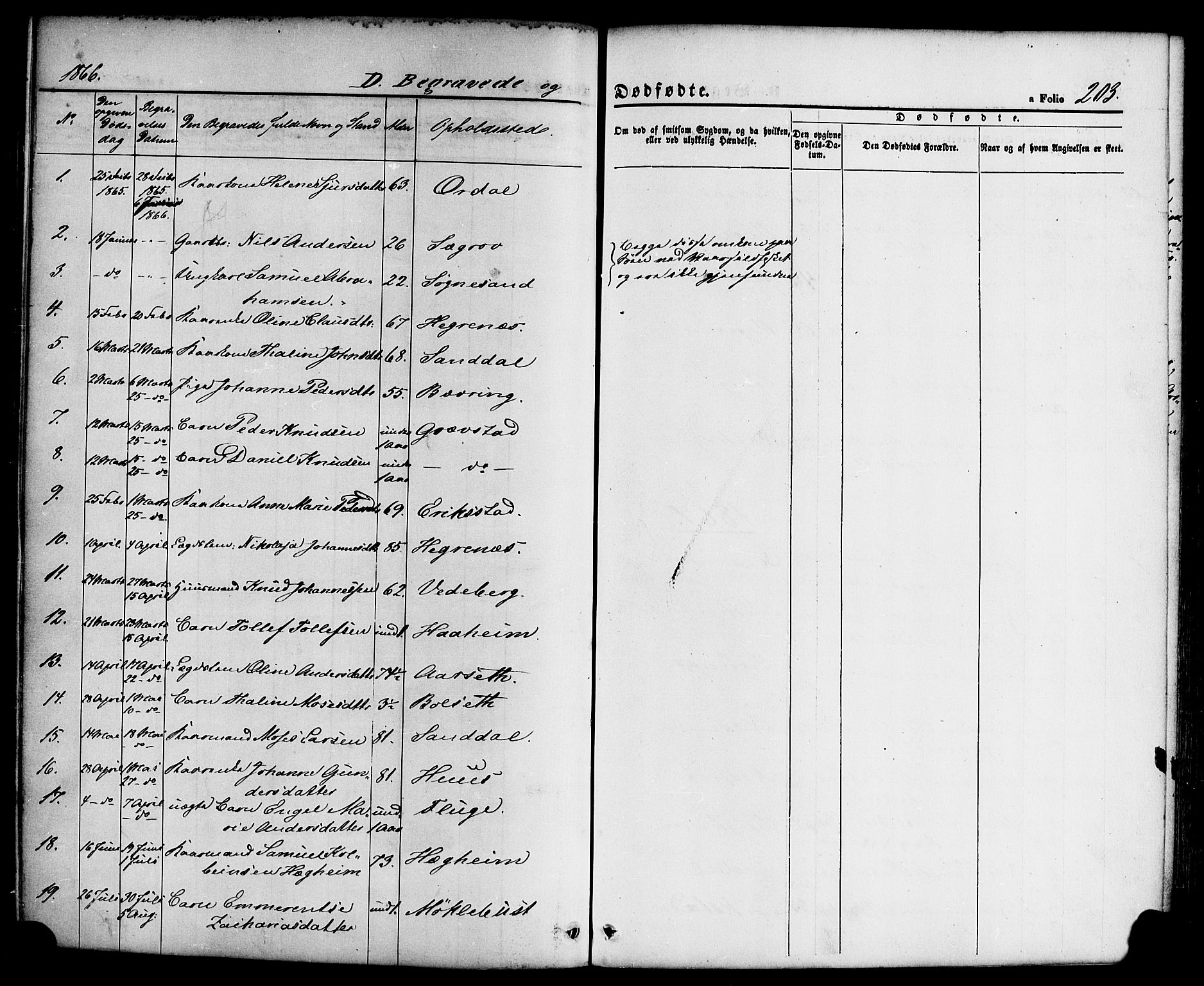 Jølster sokneprestembete, SAB/A-80701/H/Haa/Haaa/L0011: Parish register (official) no. A 11, 1866-1881, p. 203