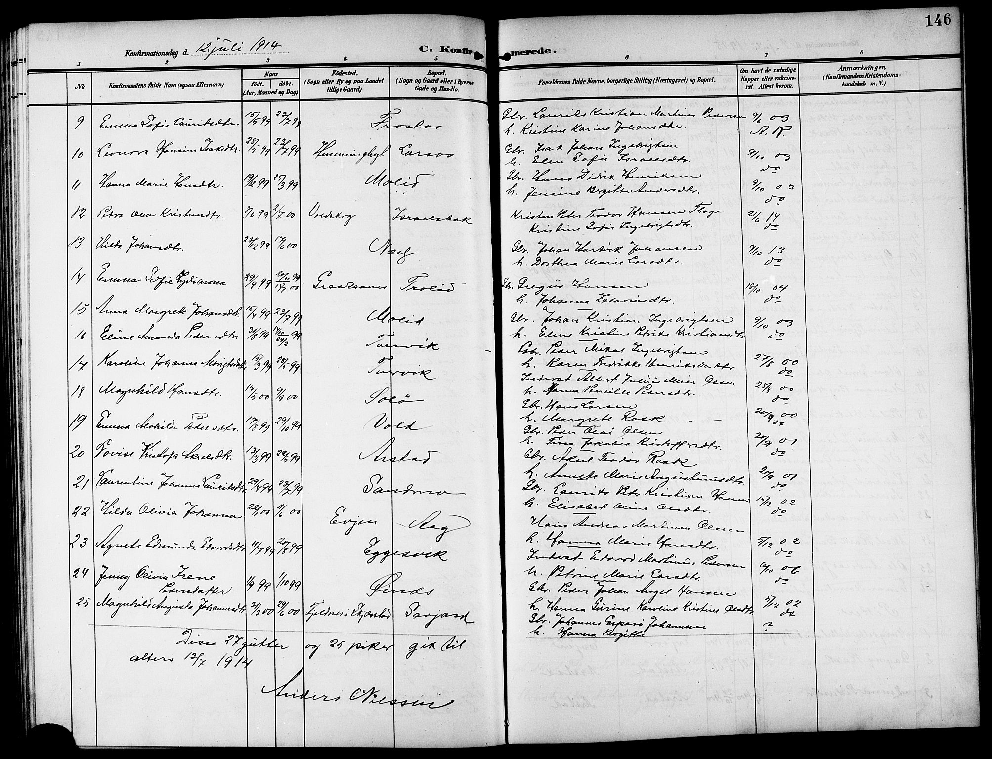 Ministerialprotokoller, klokkerbøker og fødselsregistre - Nordland, AV/SAT-A-1459/846/L0655: Parish register (copy) no. 846C05, 1902-1916, p. 146