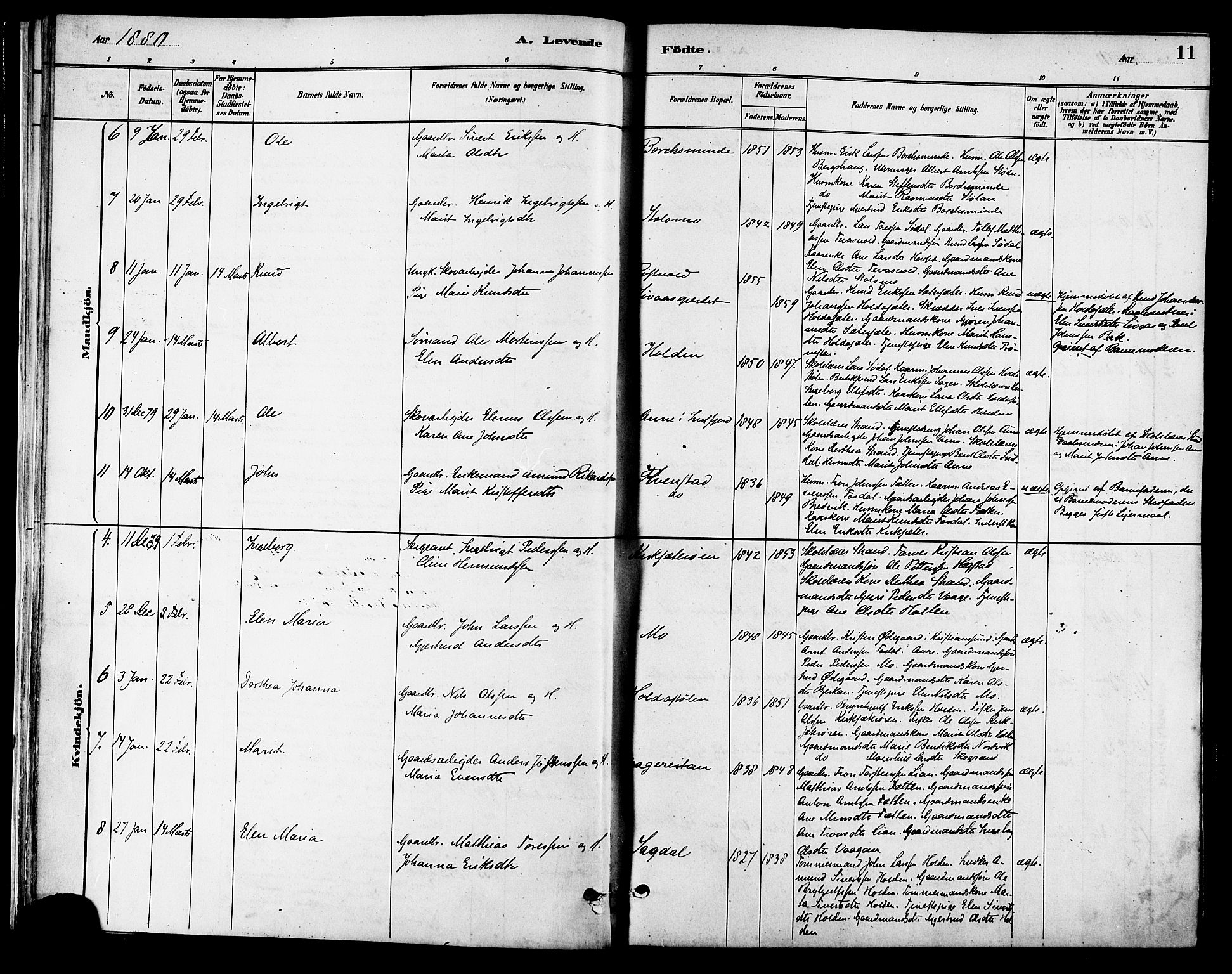 Ministerialprotokoller, klokkerbøker og fødselsregistre - Sør-Trøndelag, SAT/A-1456/630/L0496: Parish register (official) no. 630A09, 1879-1895, p. 11