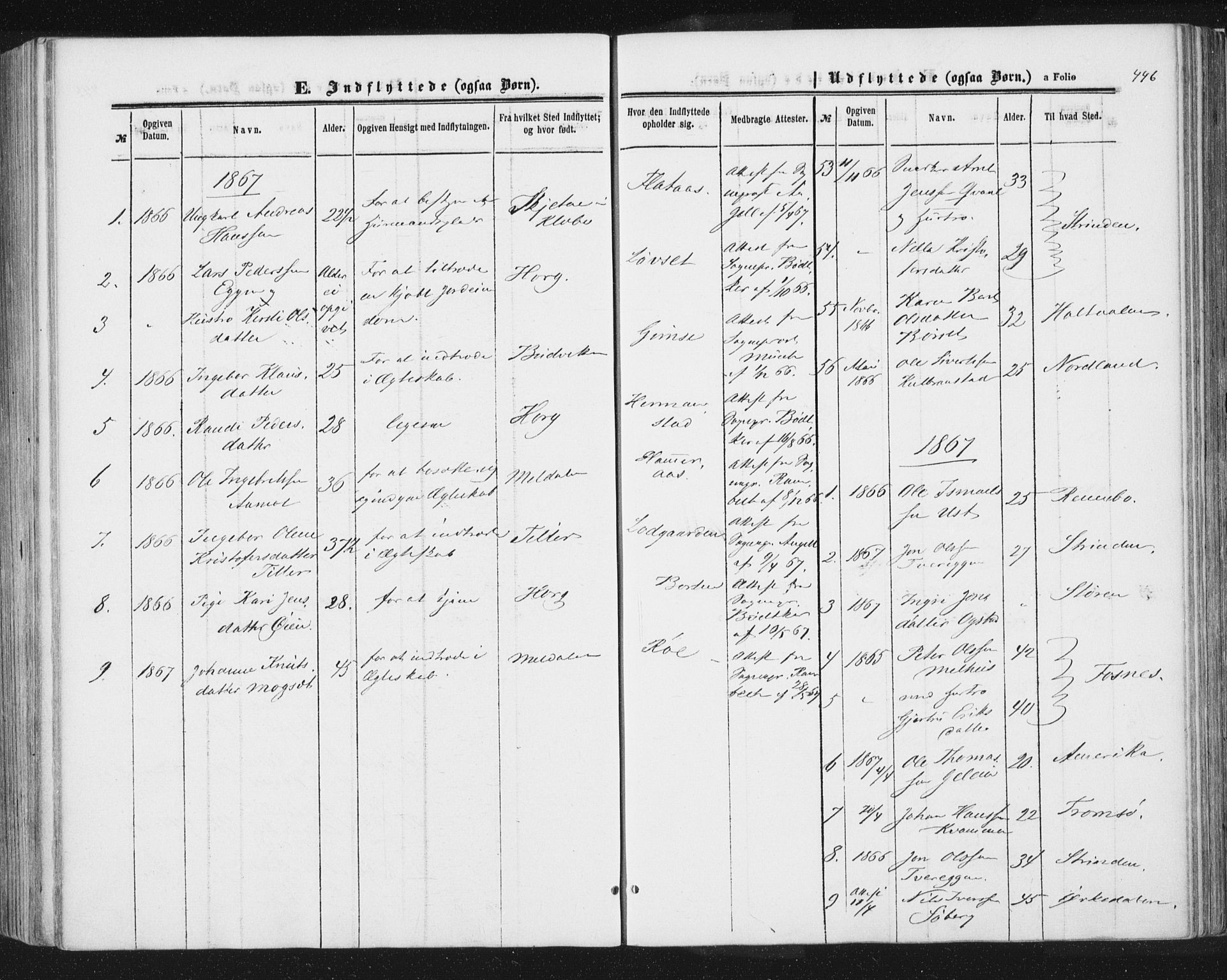 Ministerialprotokoller, klokkerbøker og fødselsregistre - Sør-Trøndelag, SAT/A-1456/691/L1077: Parish register (official) no. 691A09, 1862-1873, p. 446