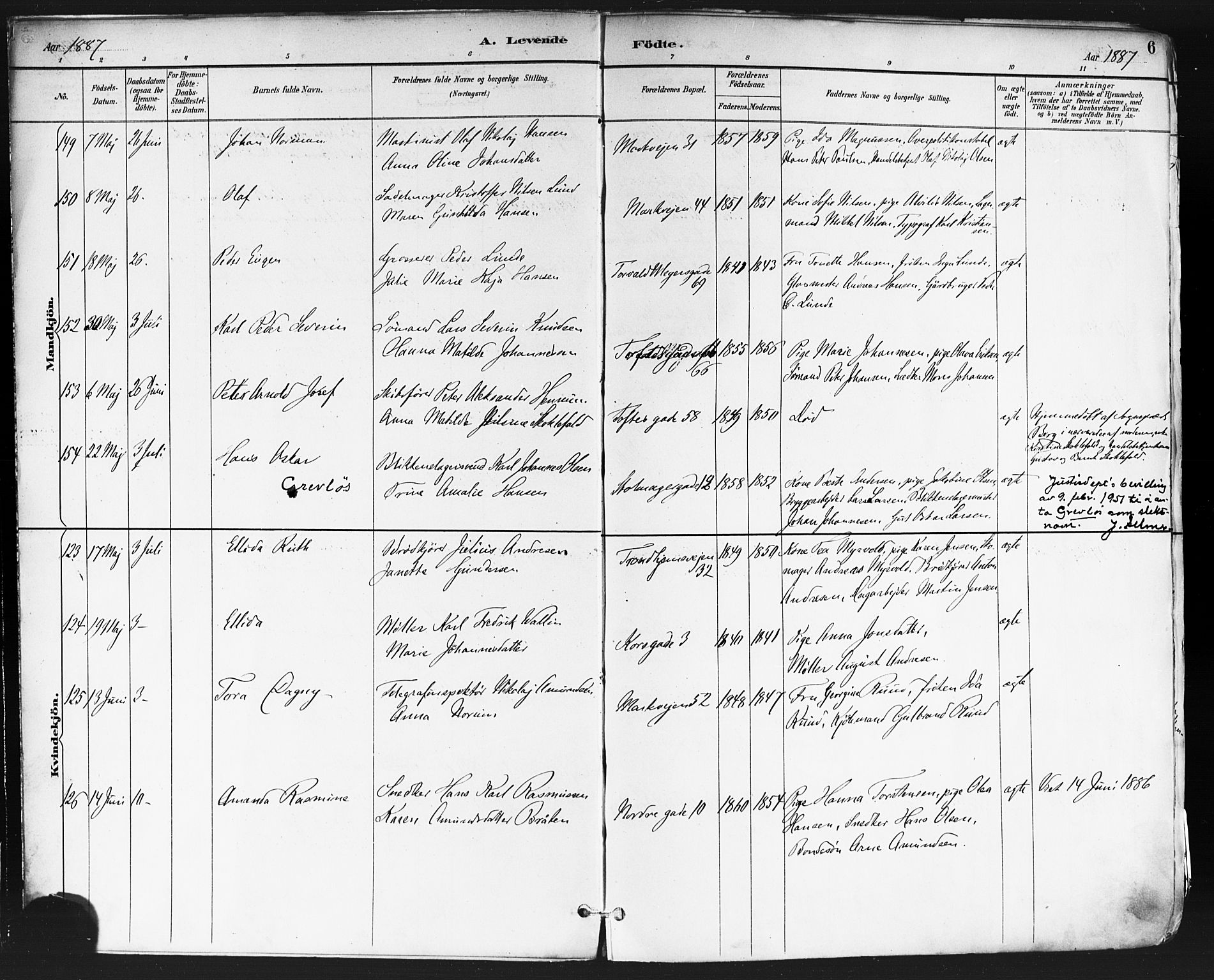 Paulus prestekontor Kirkebøker, AV/SAO-A-10871/F/Fa/L0013: Parish register (official) no. 13, 1887-1894, p. 6