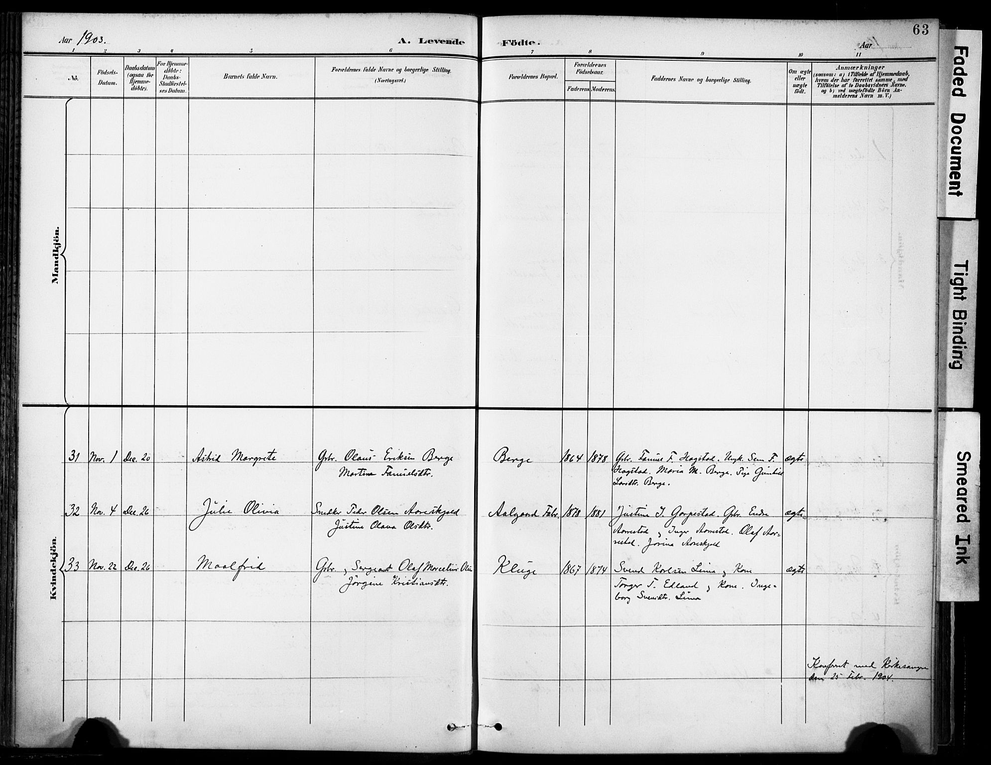 Lye sokneprestkontor, AV/SAST-A-101794/001/30BA/L0012: Parish register (official) no. A 11, 1896-1909, p. 63