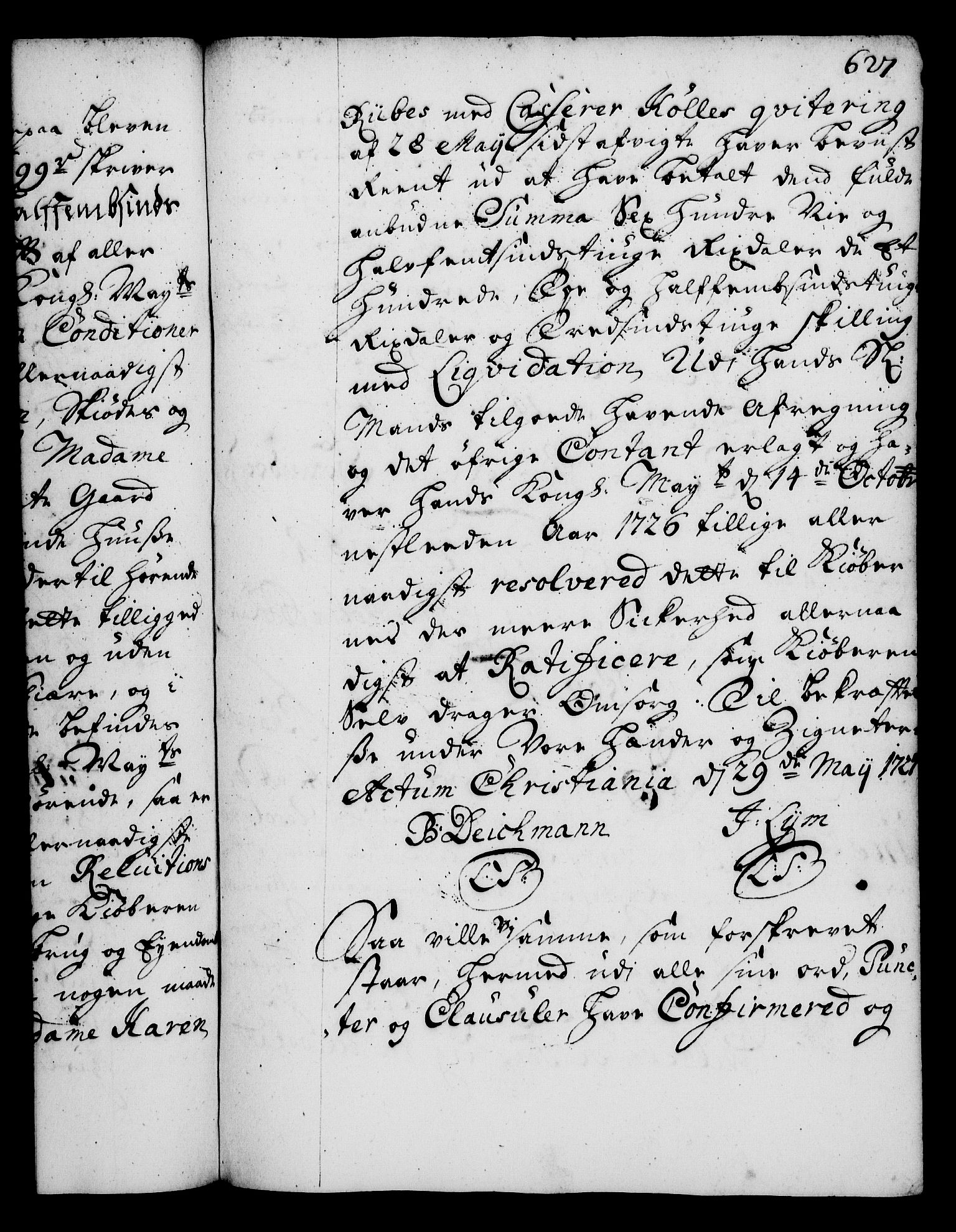 Rentekammeret, Kammerkanselliet, RA/EA-3111/G/Gg/Gga/L0002: Norsk ekspedisjonsprotokoll med register (merket RK 53.2), 1723-1727, p. 627