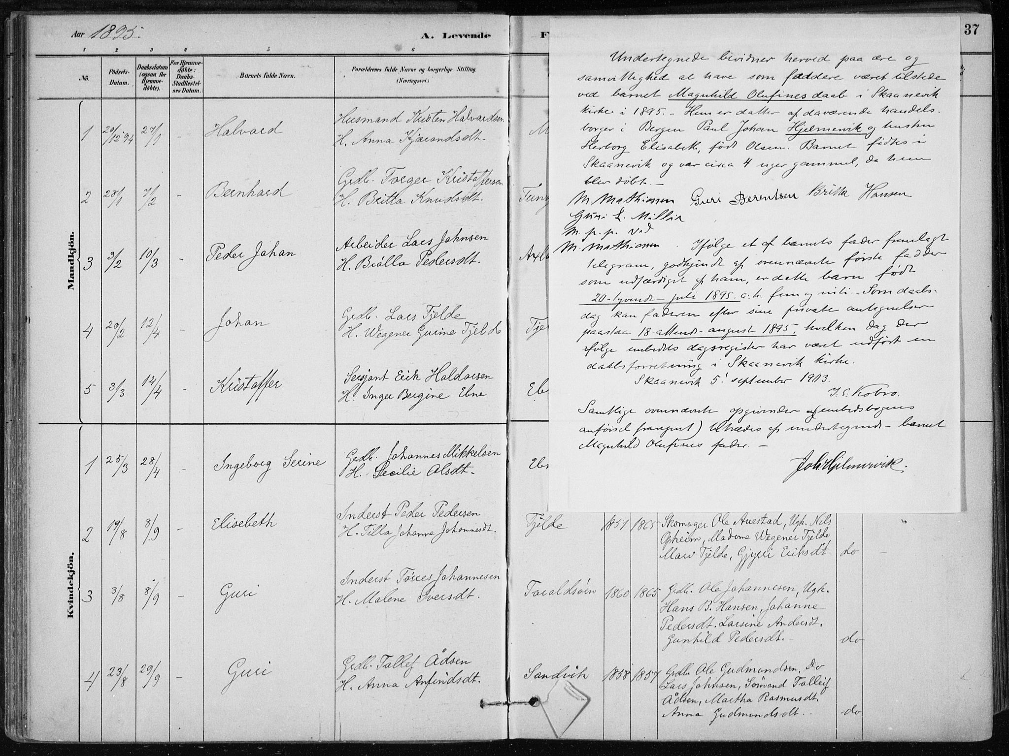 Skånevik sokneprestembete, AV/SAB-A-77801/H/Haa: Parish register (official) no. B 1, 1879-1914, p. 37