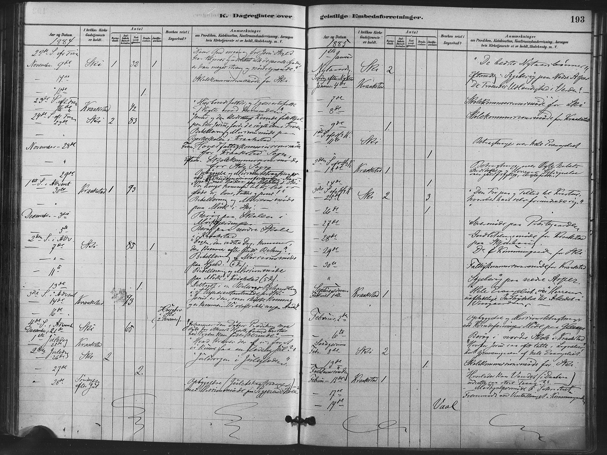 Kråkstad prestekontor Kirkebøker, AV/SAO-A-10125a/F/Fa/L0009: Parish register (official) no. I 9, 1880-1892, p. 193