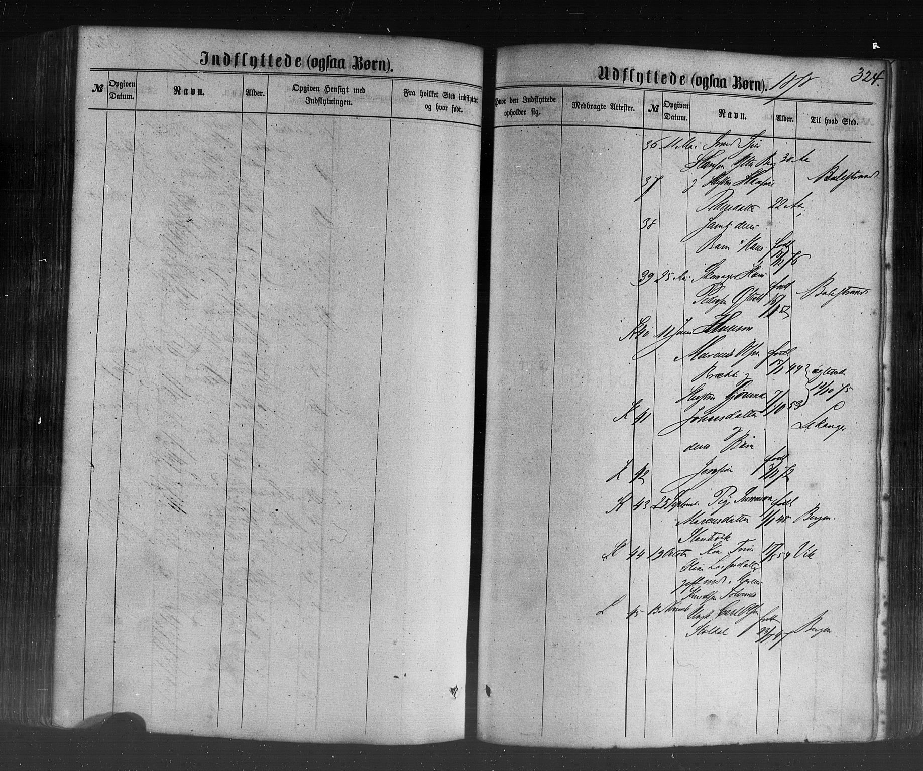 Lavik sokneprestembete, SAB/A-80901: Parish register (official) no. A 4, 1864-1881, p. 324
