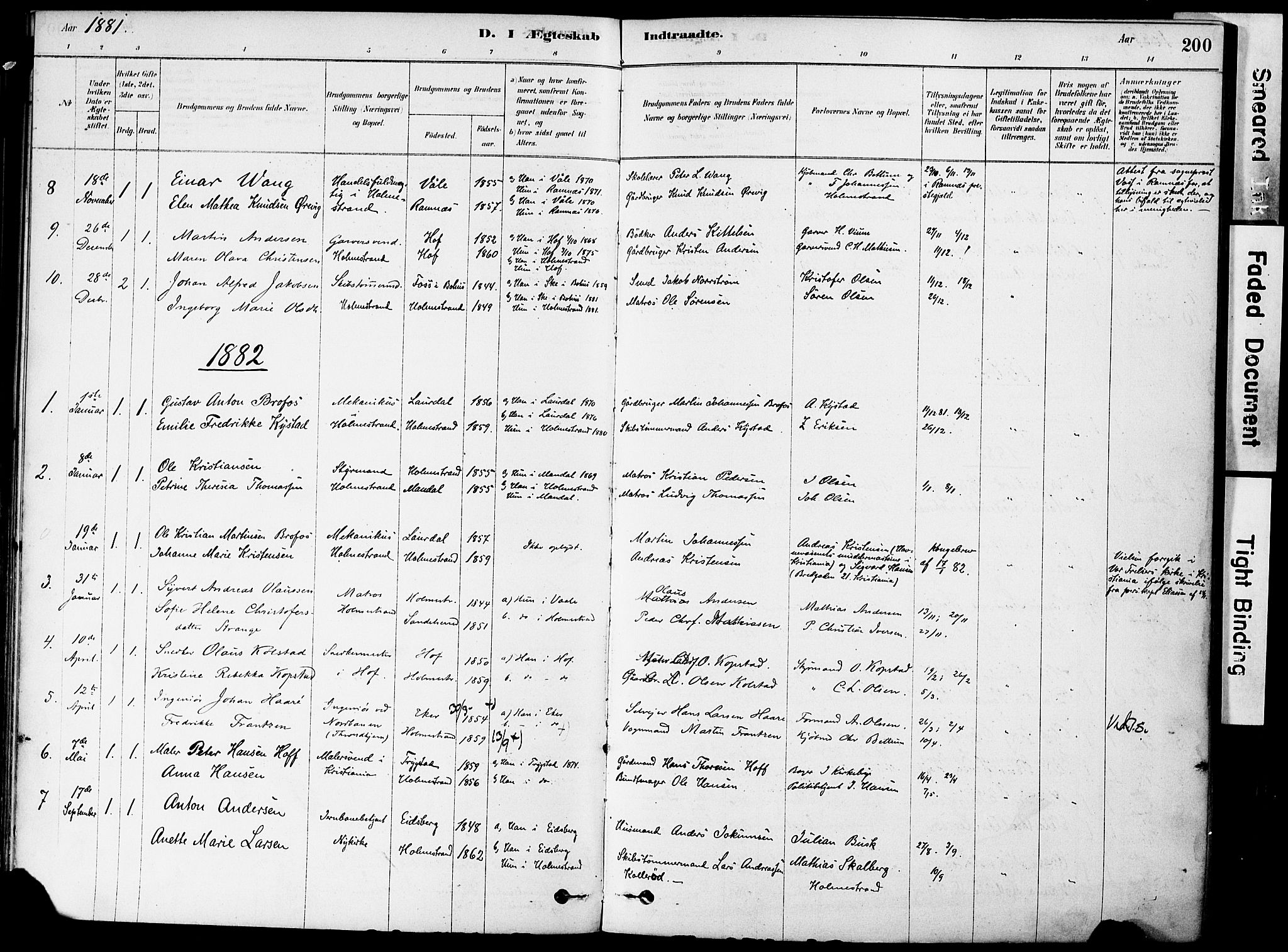 Holmestrand kirkebøker, AV/SAKO-A-346/F/Fa/L0004: Parish register (official) no. 4, 1880-1901, p. 200