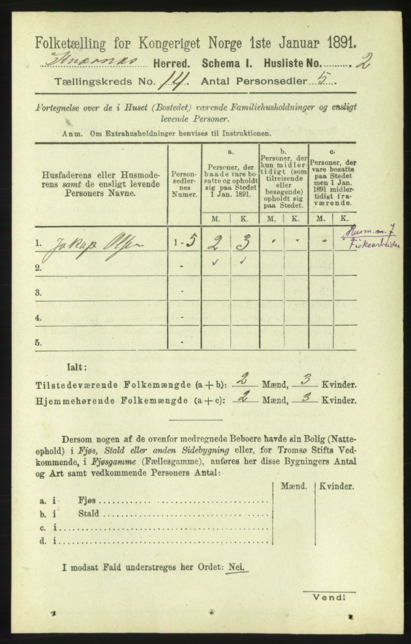 RA, 1891 census for 1553 Kvernes, 1891, p. 5693