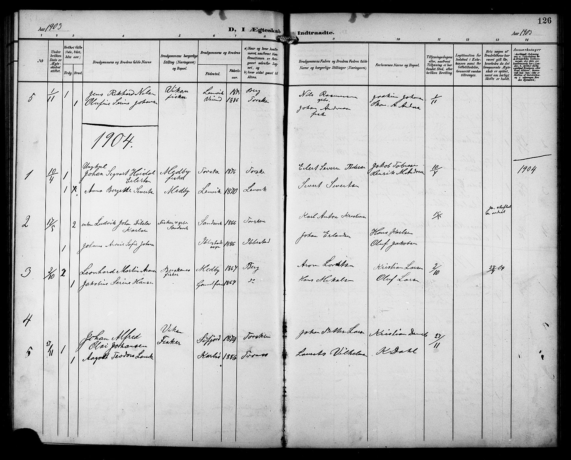 Berg sokneprestkontor, SATØ/S-1318/G/Ga/Gab/L0013klokker: Parish register (copy) no. 13, 1902-1922, p. 126