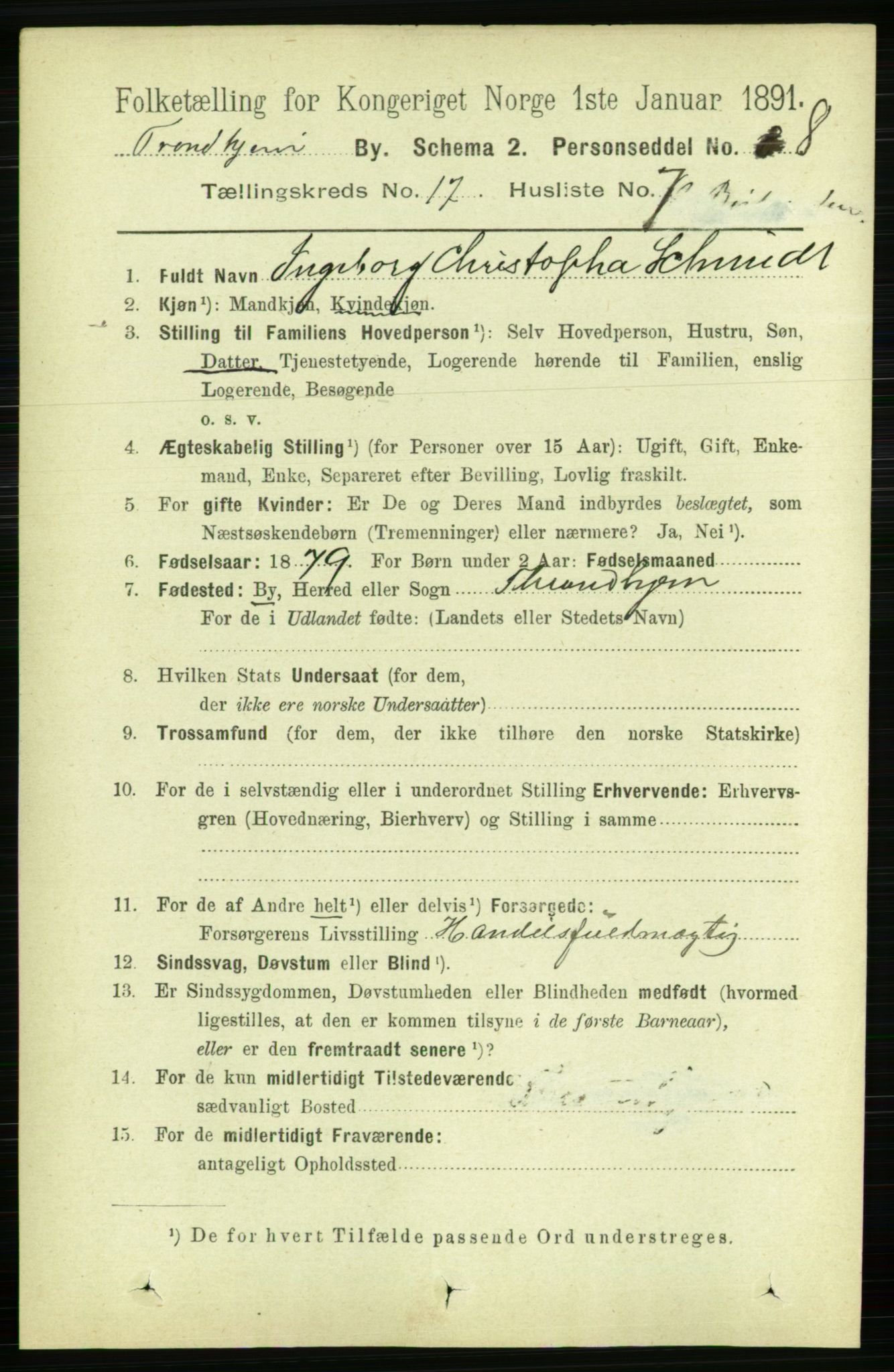 RA, 1891 census for 1601 Trondheim, 1891, p. 13277