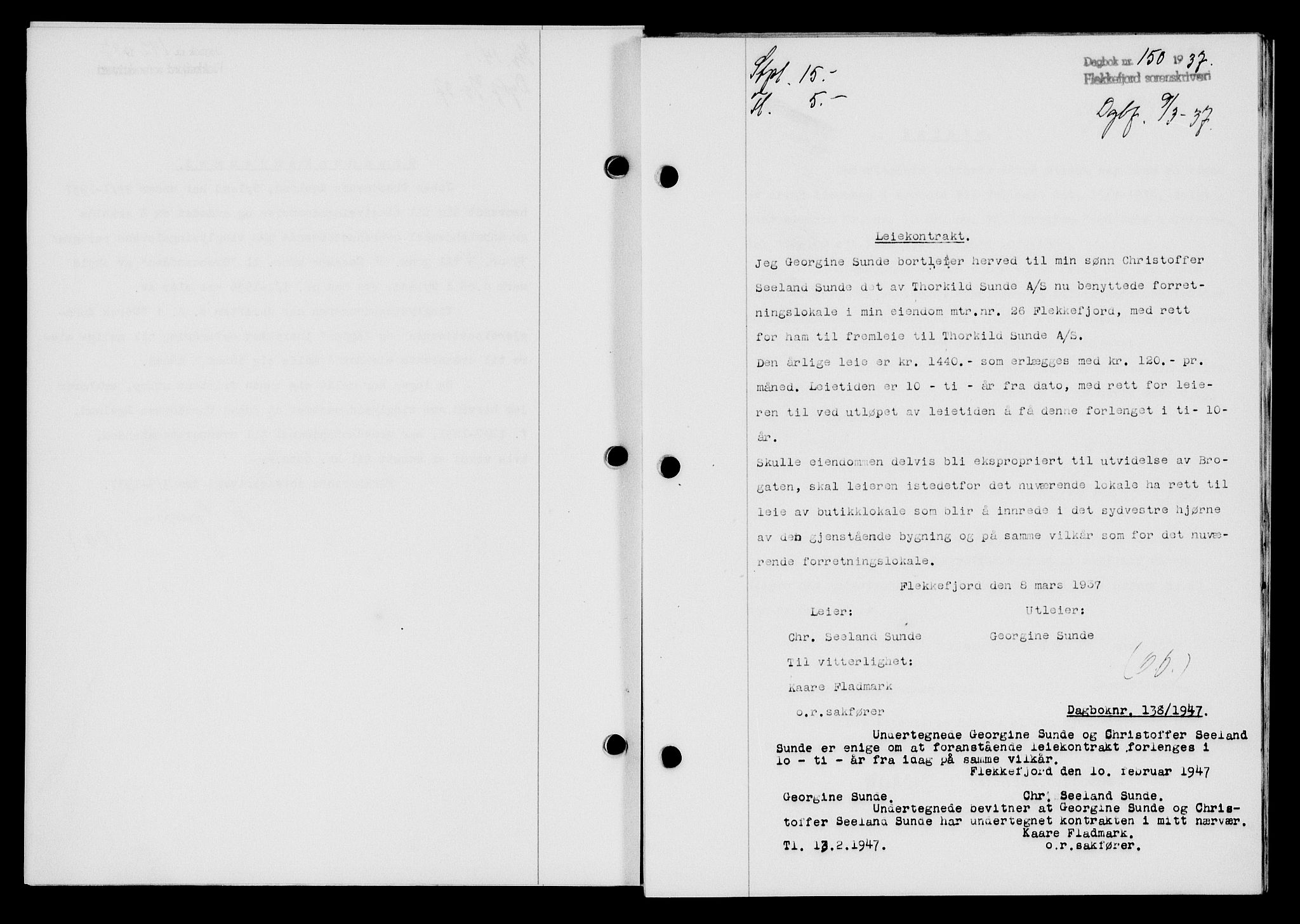 Flekkefjord sorenskriveri, SAK/1221-0001/G/Gb/Gba/L0053: Mortgage book no. A-1, 1936-1937, Diary no: : 150/1937