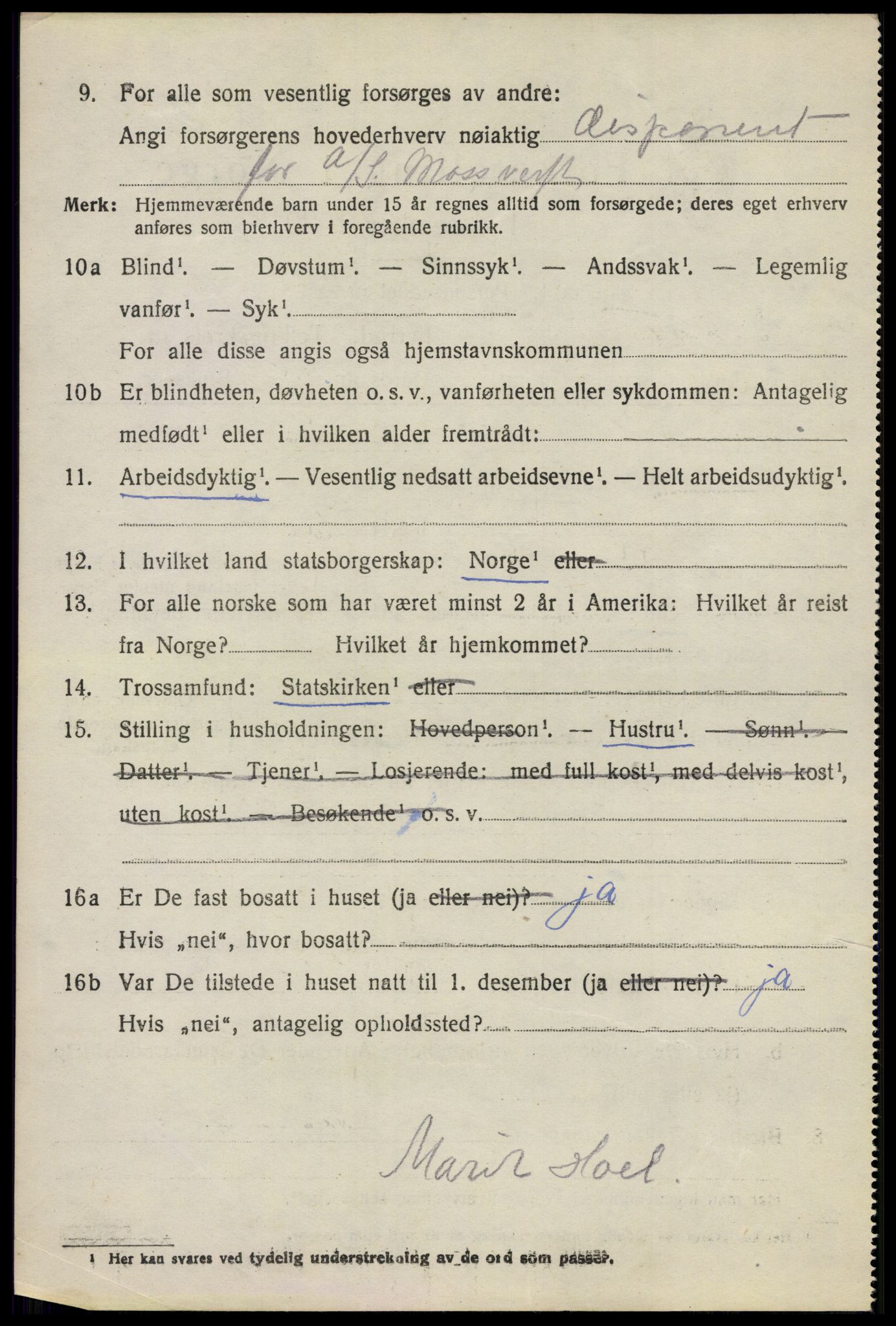 SAO, 1920 census for Moss land district, 1920, p. 4806