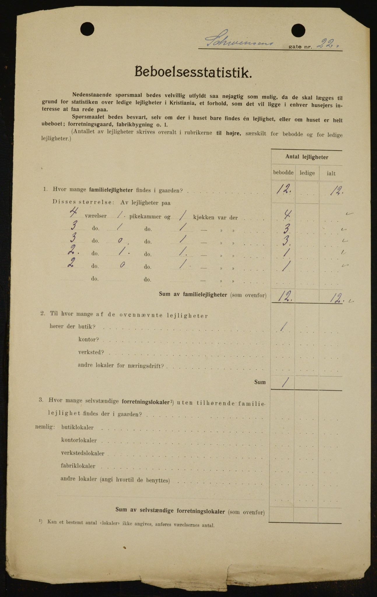 OBA, Municipal Census 1909 for Kristiania, 1909, p. 84343