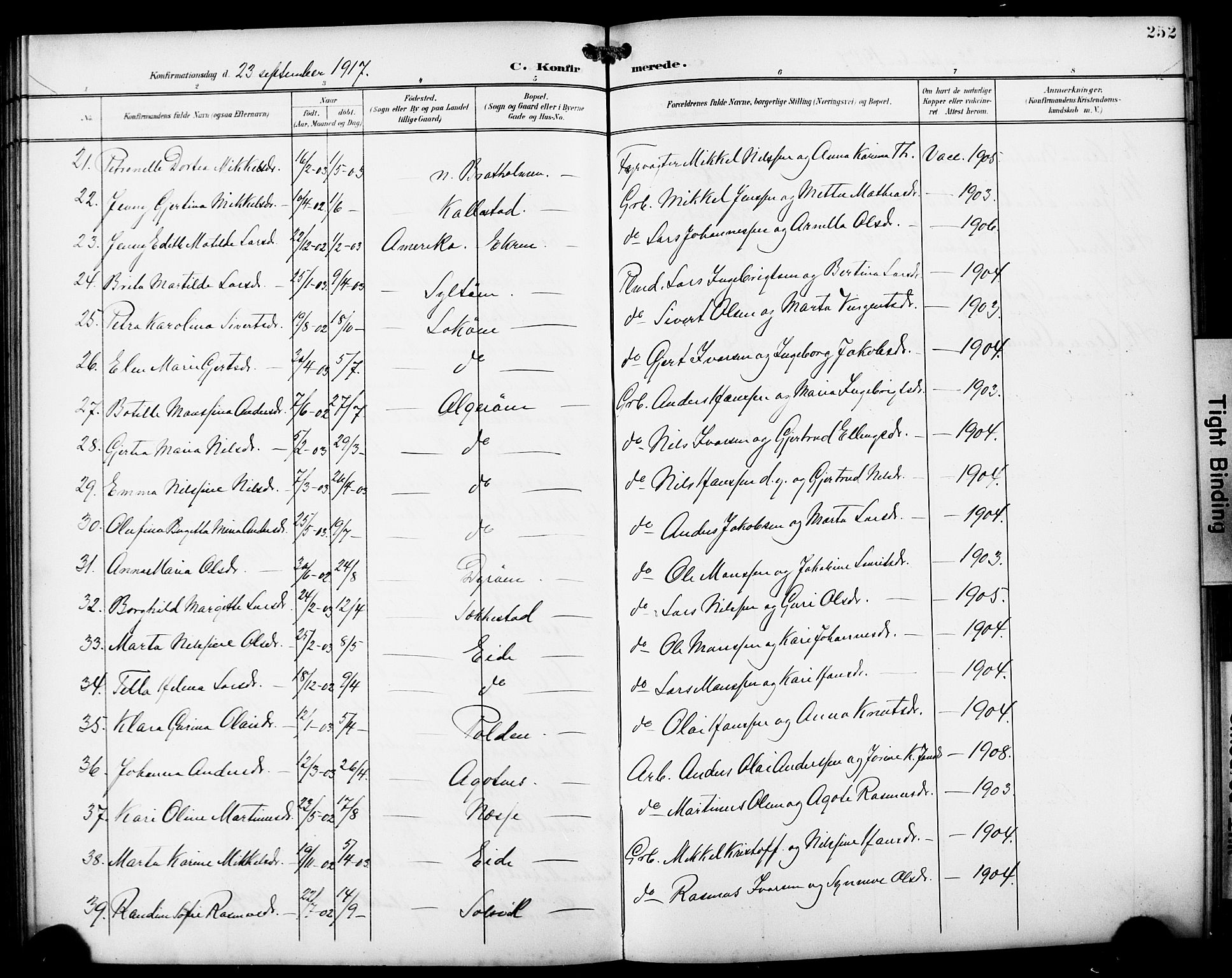 Fjell sokneprestembete, SAB/A-75301/H/Hab: Parish register (copy) no. A 5, 1899-1918, p. 252