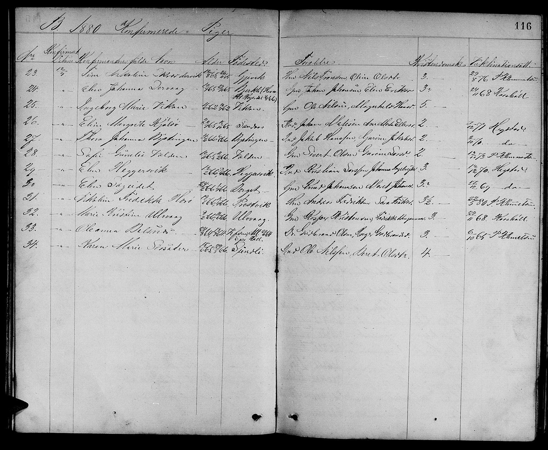 Ministerialprotokoller, klokkerbøker og fødselsregistre - Sør-Trøndelag, SAT/A-1456/637/L0561: Parish register (copy) no. 637C02, 1873-1882, p. 116