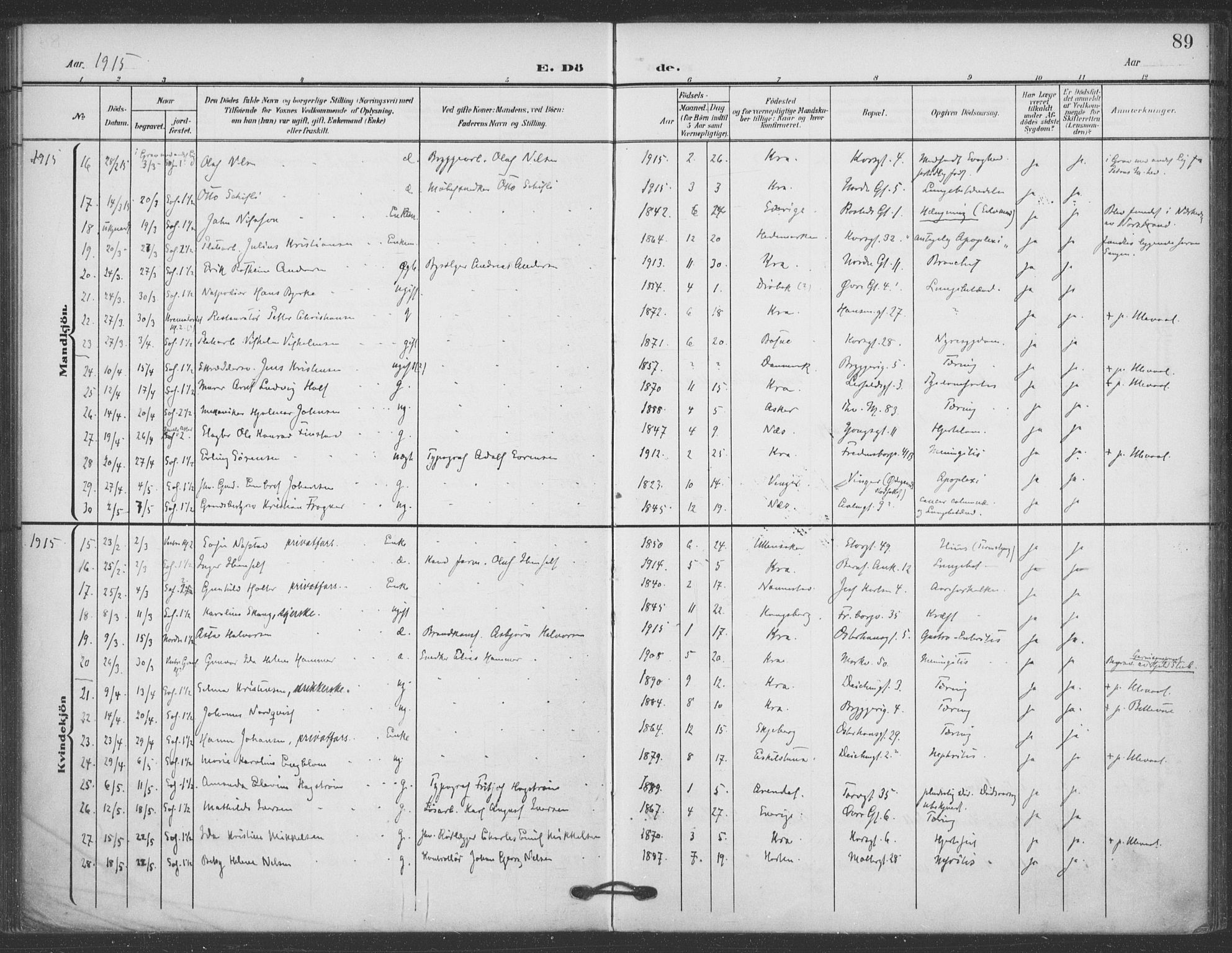 Jakob prestekontor Kirkebøker, SAO/A-10850/F/Fa/L0011: Parish register (official) no. 11, 1906-1920, p. 89