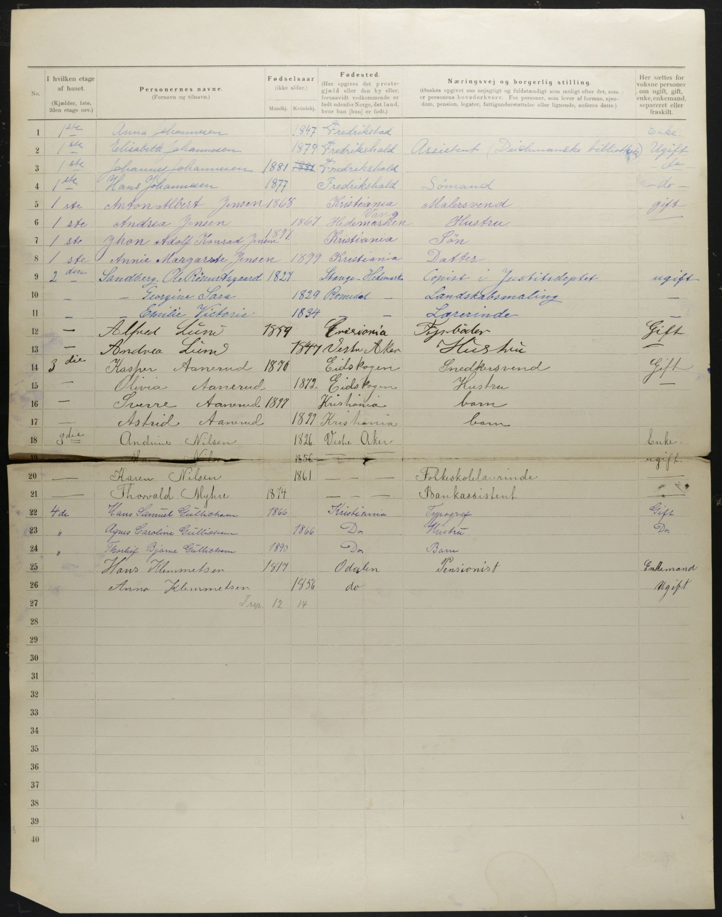 OBA, Municipal Census 1901 for Kristiania, 1901, p. 778