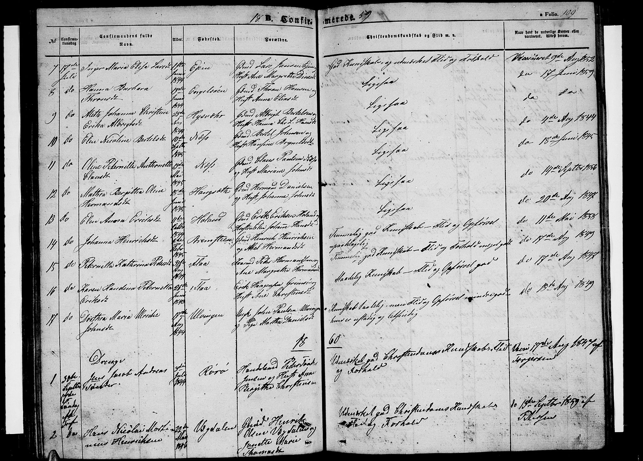 Ministerialprotokoller, klokkerbøker og fødselsregistre - Nordland, SAT/A-1459/816/L0251: Parish register (copy) no. 816C01, 1852-1870, p. 109