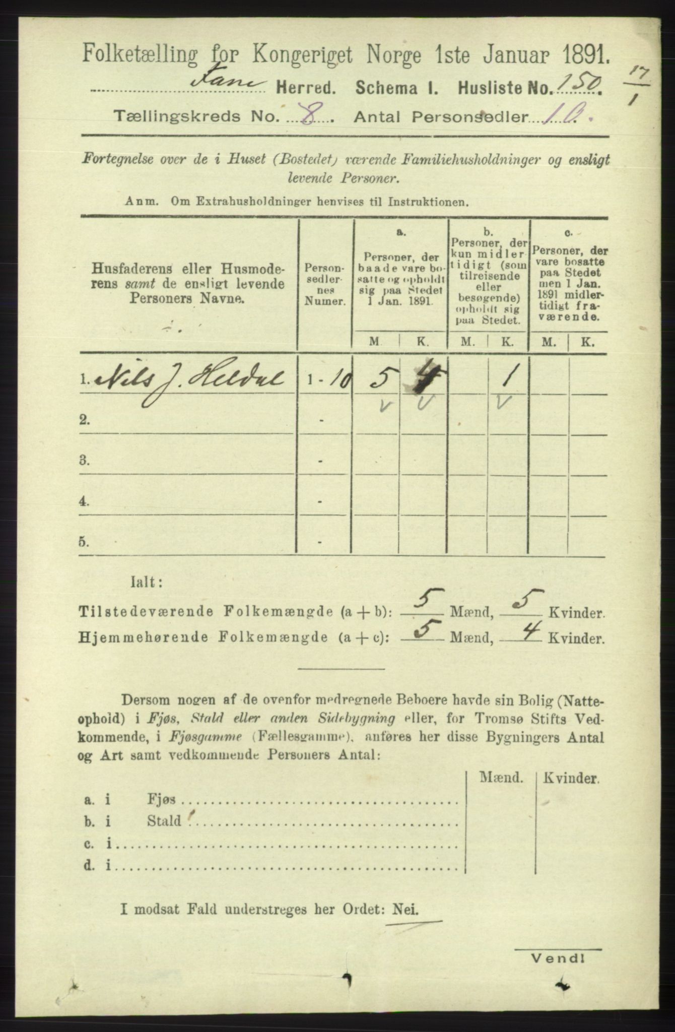 RA, 1891 census for 1249 Fana, 1891, p. 3471