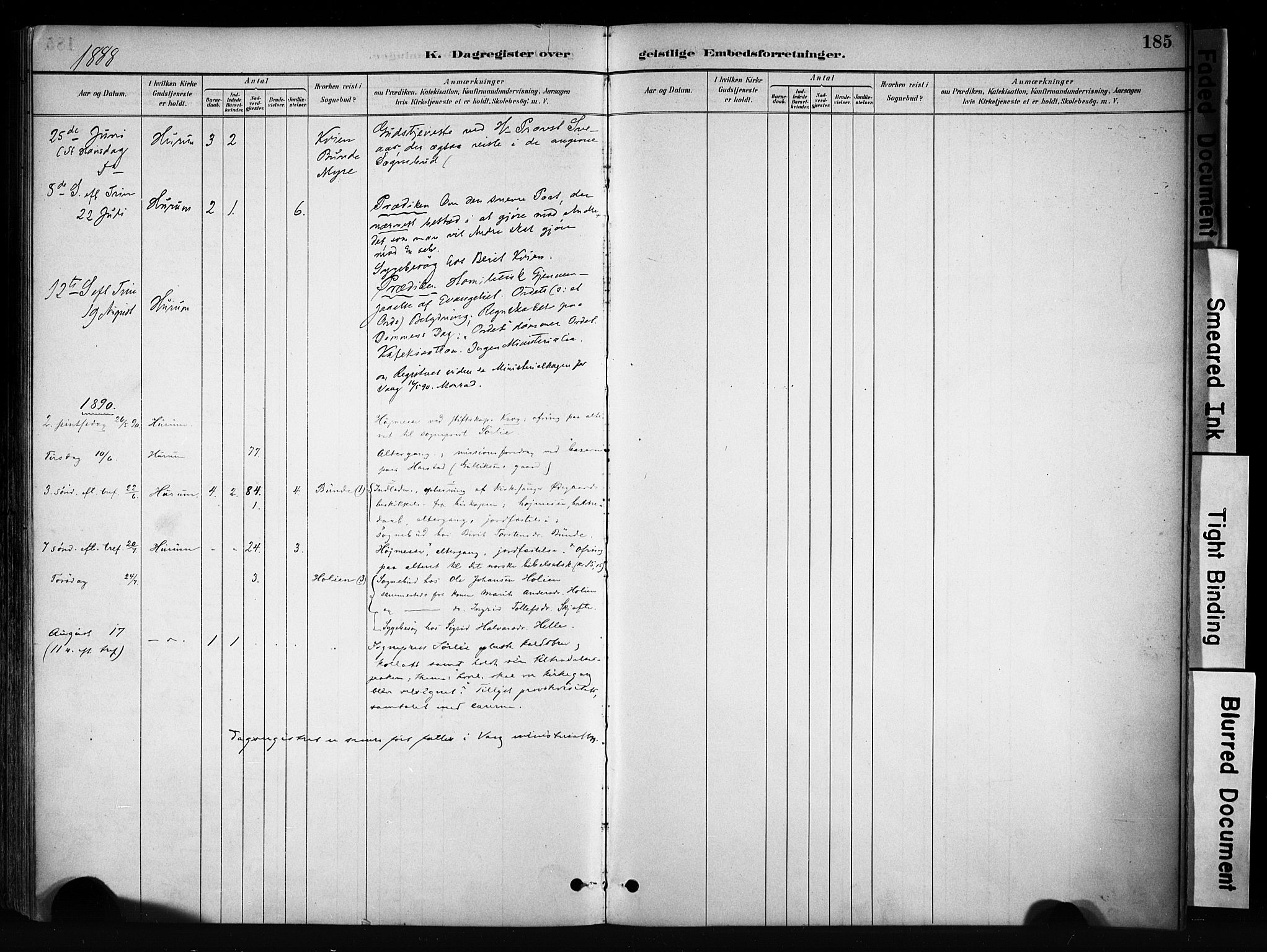 Vang prestekontor, Valdres, SAH/PREST-140/H/Ha/L0009: Parish register (official) no. 9, 1882-1914, p. 185