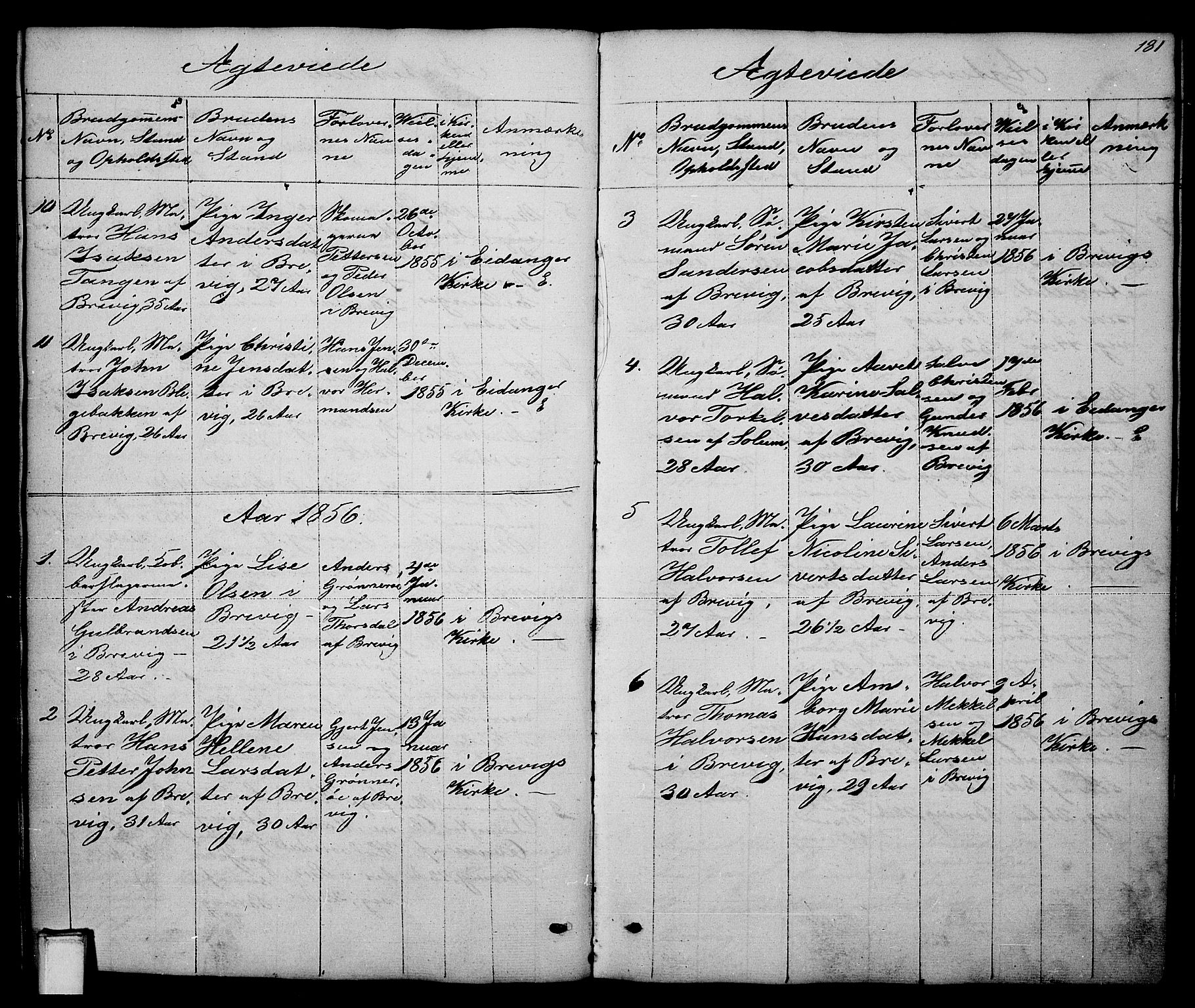 Brevik kirkebøker, SAKO/A-255/G/Ga/L0002: Parish register (copy) no. 2, 1846-1865, p. 181