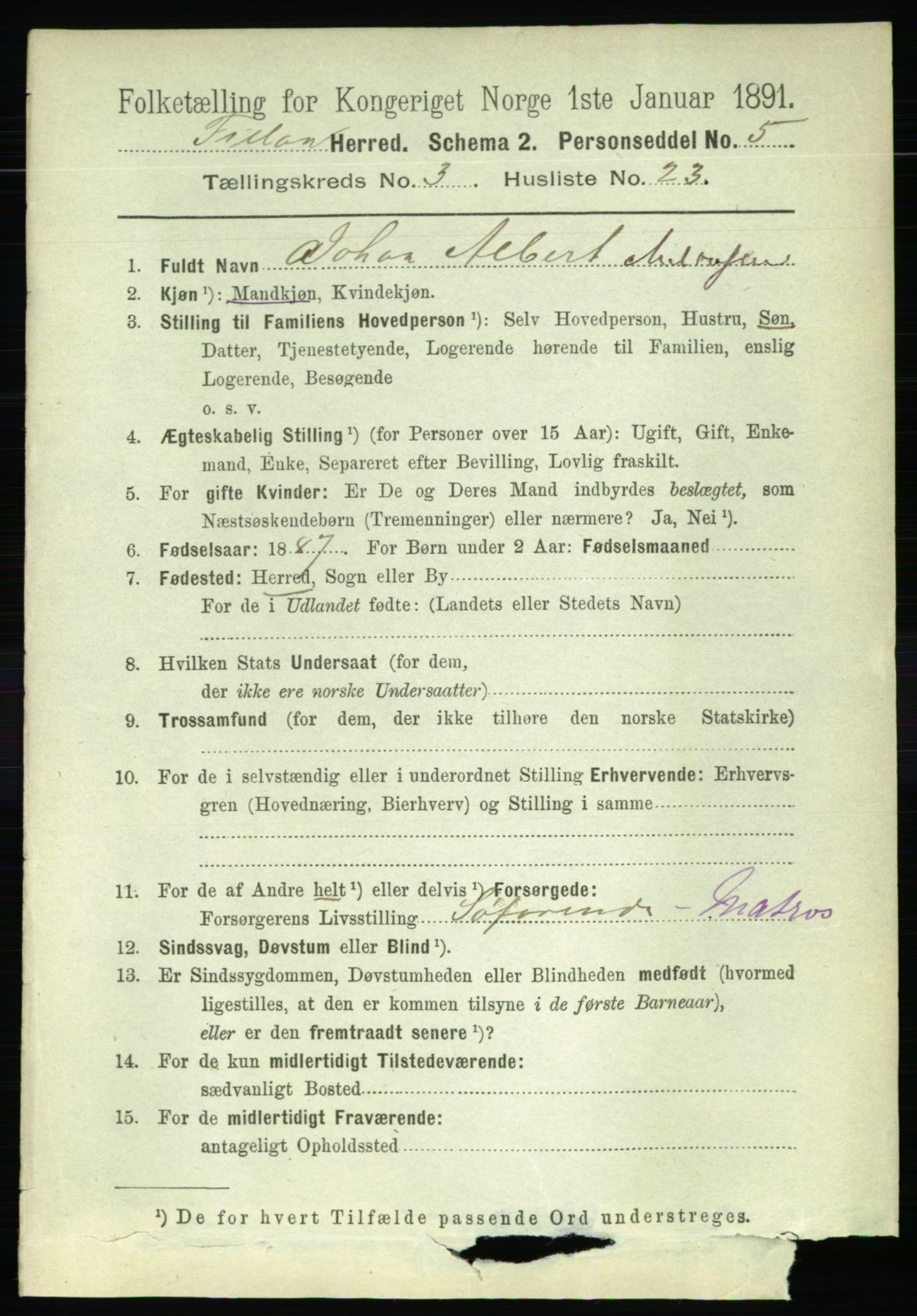 RA, 1891 census for 1616 Fillan, 1891, p. 618