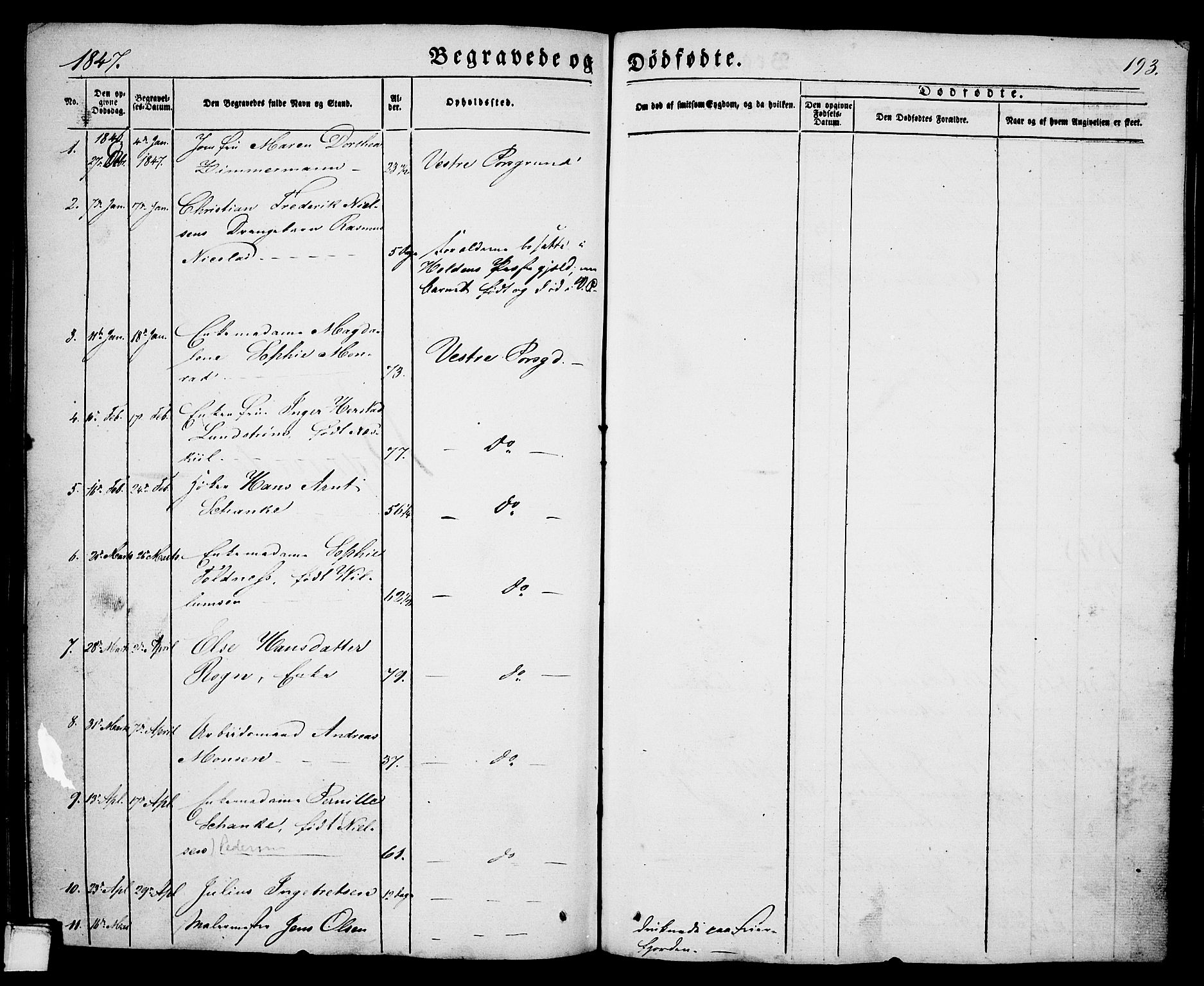 Porsgrunn kirkebøker , AV/SAKO-A-104/G/Ga/L0002: Parish register (copy) no. I 2, 1847-1877, p. 193