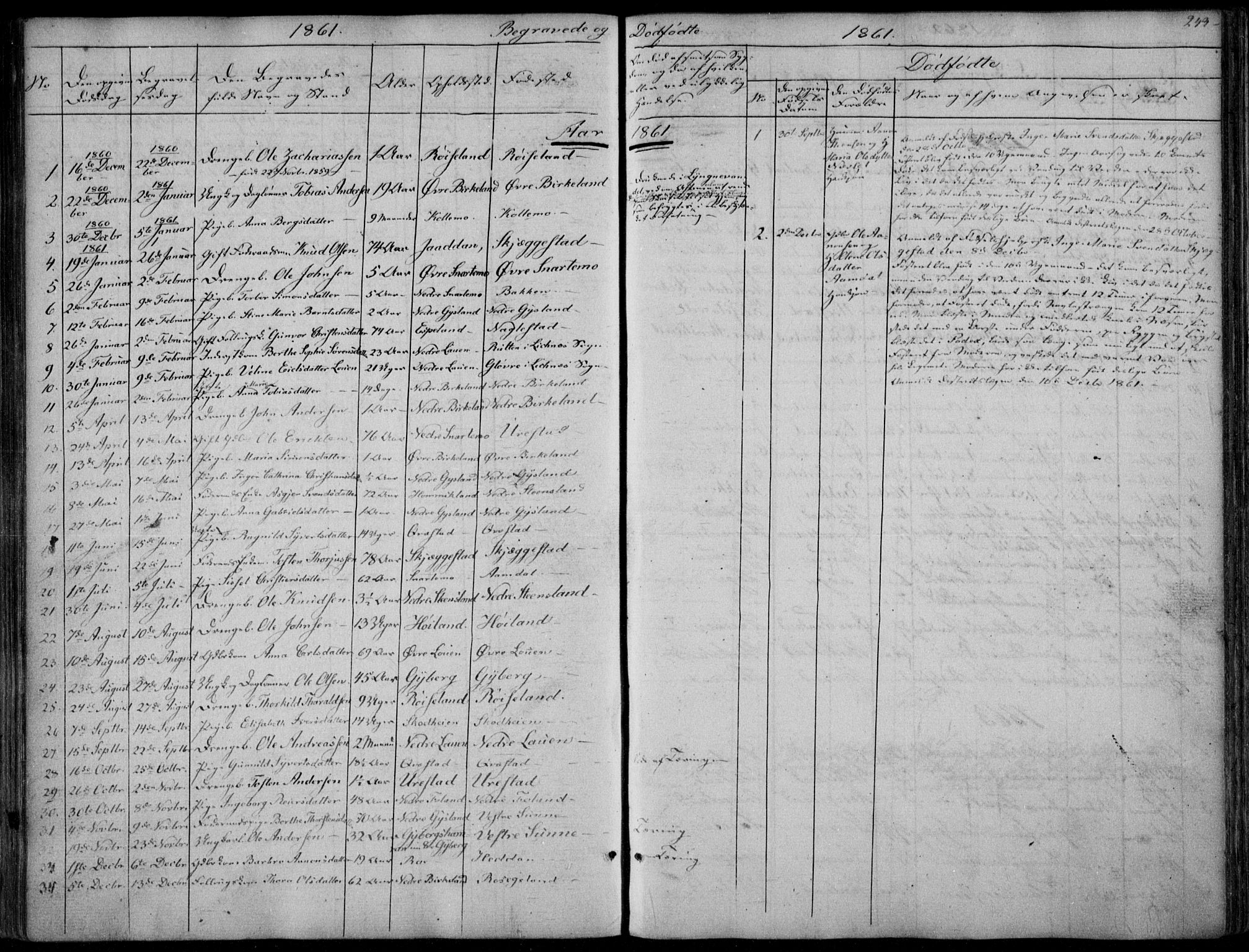 Hægebostad sokneprestkontor, AV/SAK-1111-0024/F/Fa/Faa/L0004: Parish register (official) no. A 4, 1834-1864, p. 243