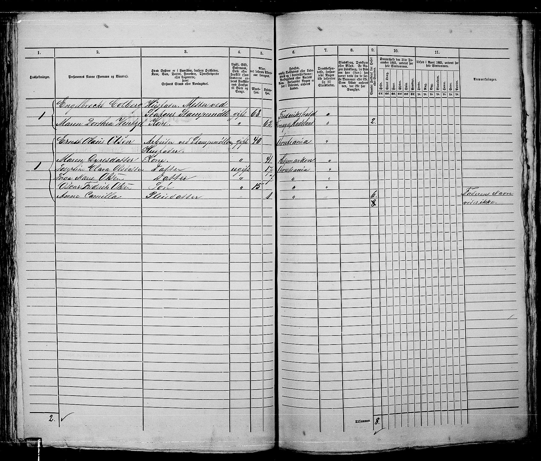 RA, 1865 census for Kristiania, 1865, p. 4654