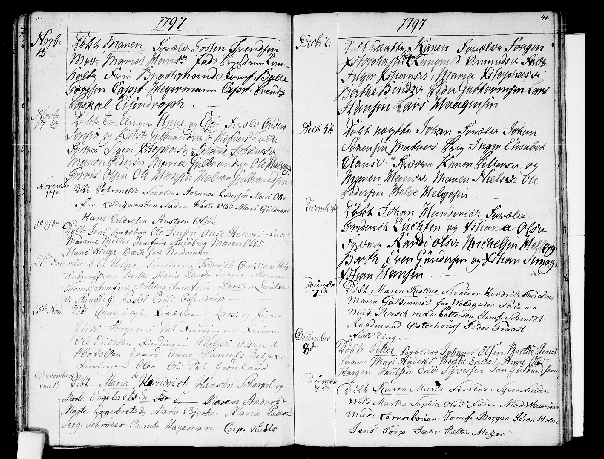 Garnisonsmenigheten Kirkebøker, AV/SAO-A-10846/G/Ga/L0001: Parish register (copy) no. 1, 1796-1814, p. 40-41