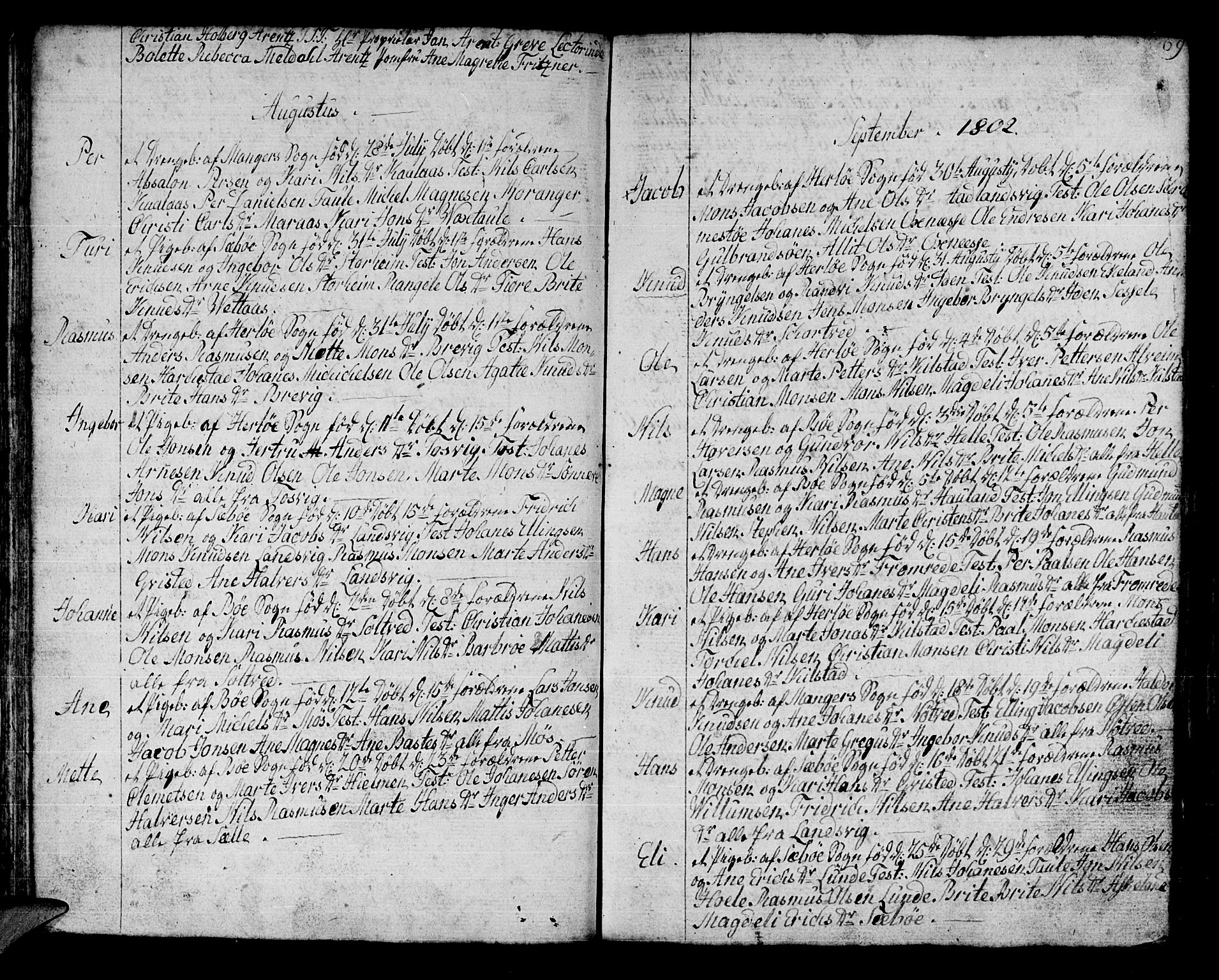 Manger sokneprestembete, SAB/A-76801/H/Haa: Parish register (official) no. A 2, 1792-1815, p. 69