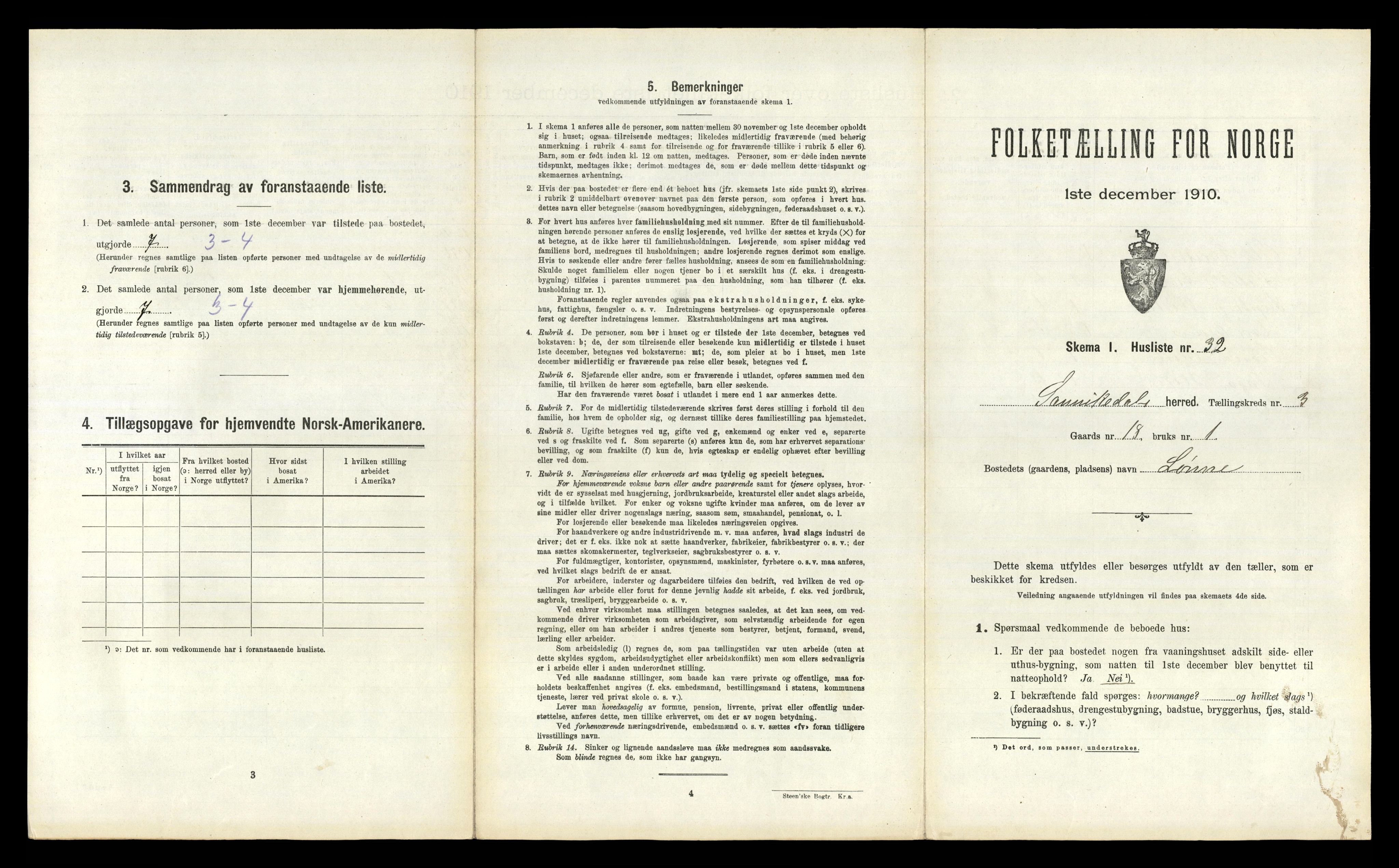 RA, 1910 census for Sannidal, 1910, p. 288