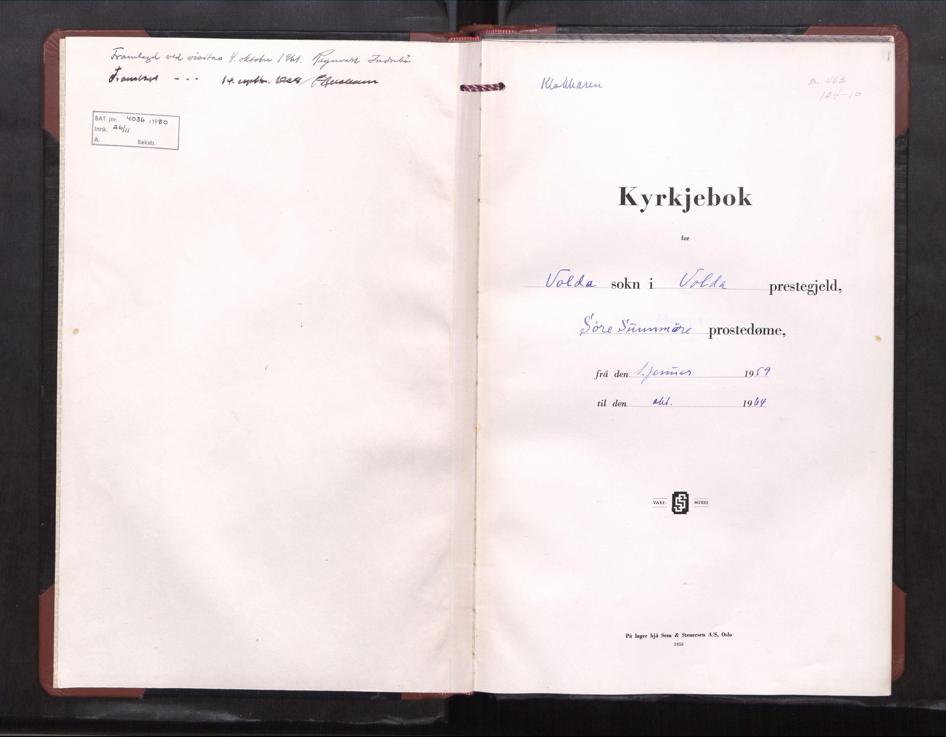 Ministerialprotokoller, klokkerbøker og fødselsregistre - Møre og Romsdal, SAT/A-1454/511/L0163: Parish register (copy) no. 511---, 1959-1965