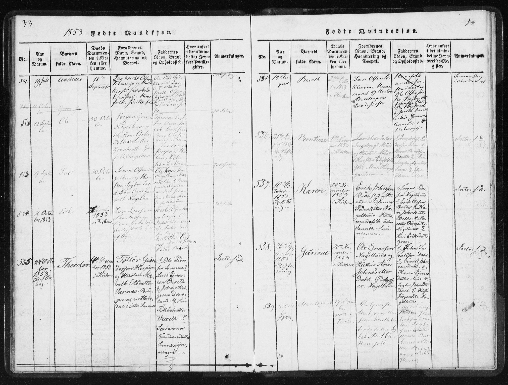 Ministerialprotokoller, klokkerbøker og fødselsregistre - Nord-Trøndelag, SAT/A-1458/749/L0471: Parish register (official) no. 749A05, 1847-1856, p. 33-34