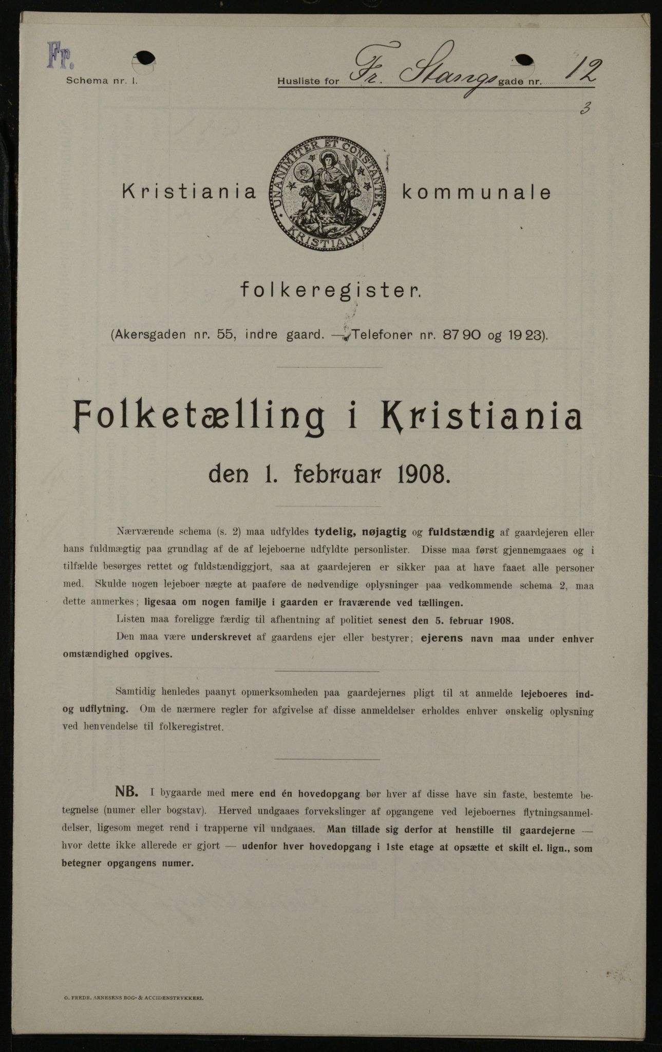 OBA, Municipal Census 1908 for Kristiania, 1908, p. 24053