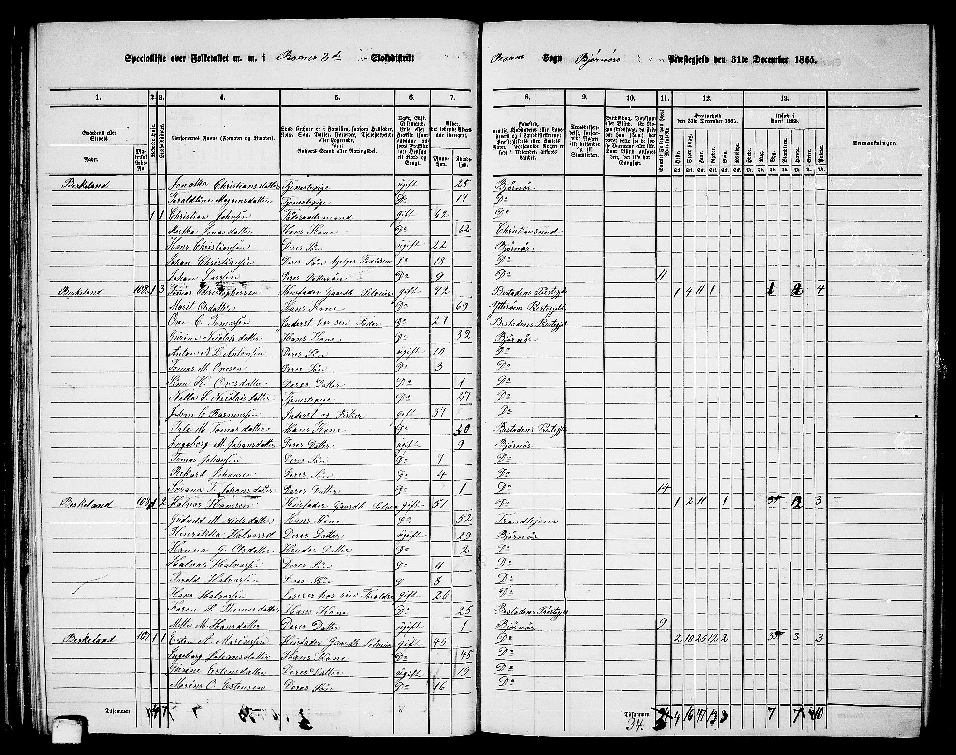 RA, 1865 census for Bjørnør, 1865, p. 62