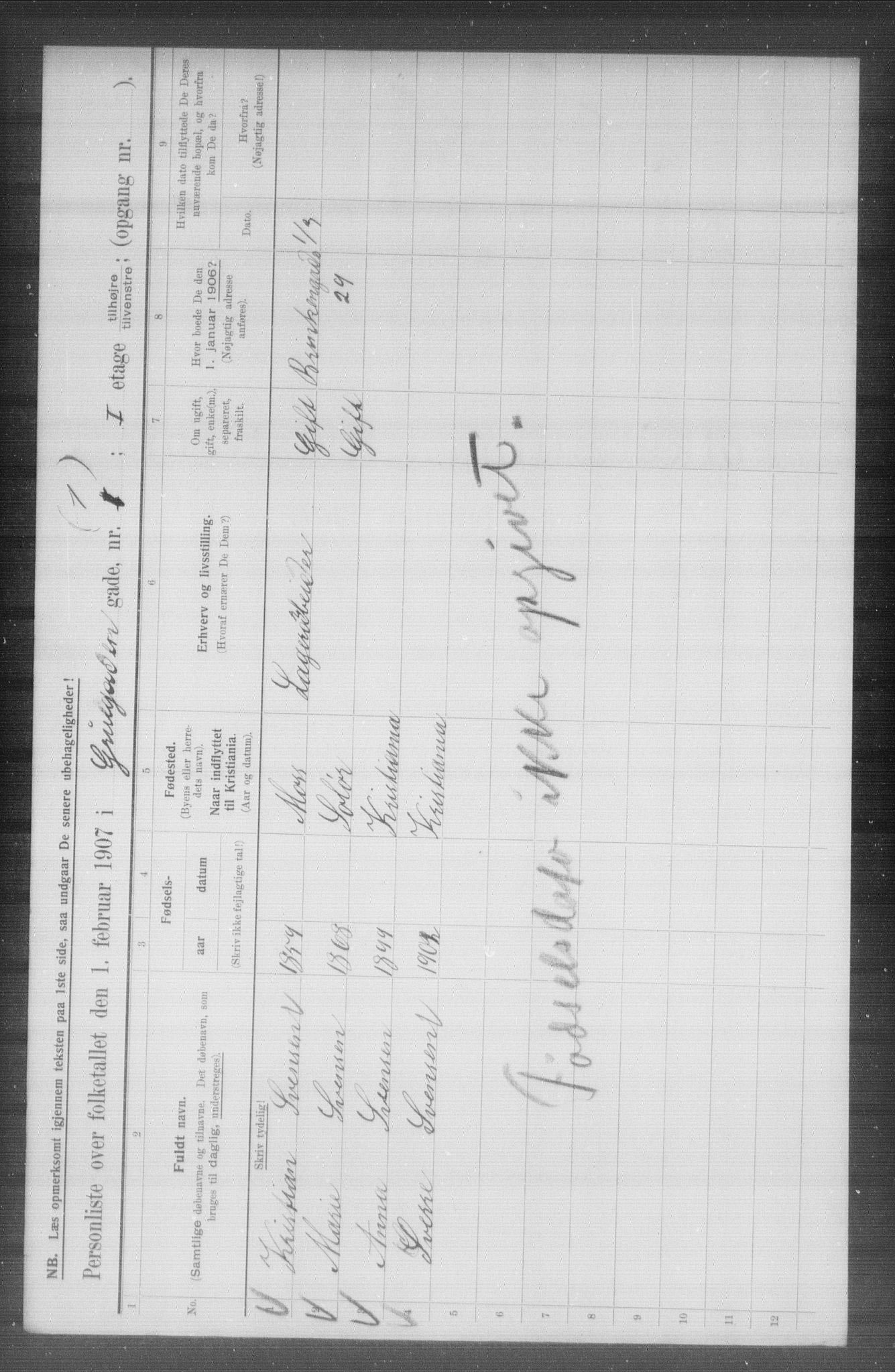 OBA, Municipal Census 1907 for Kristiania, 1907, p. 15367