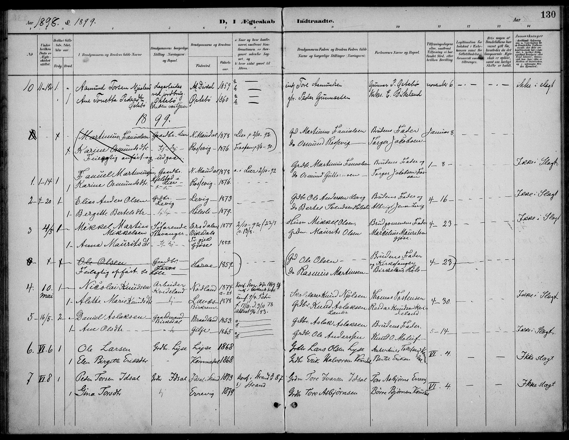Høgsfjord sokneprestkontor, SAST/A-101624/H/Ha/Haa/L0007: Parish register (official) no. A 7, 1898-1917, p. 130