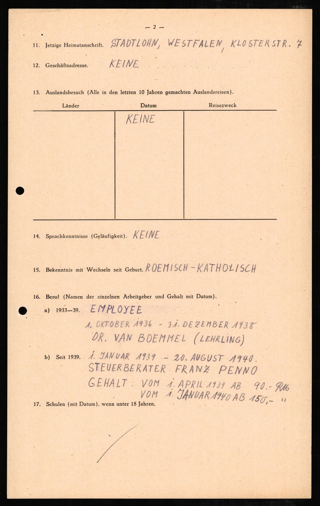 Forsvaret, Forsvarets overkommando II, AV/RA-RAFA-3915/D/Db/L0006: CI Questionaires. Tyske okkupasjonsstyrker i Norge. Tyskere., 1945-1946, p. 139