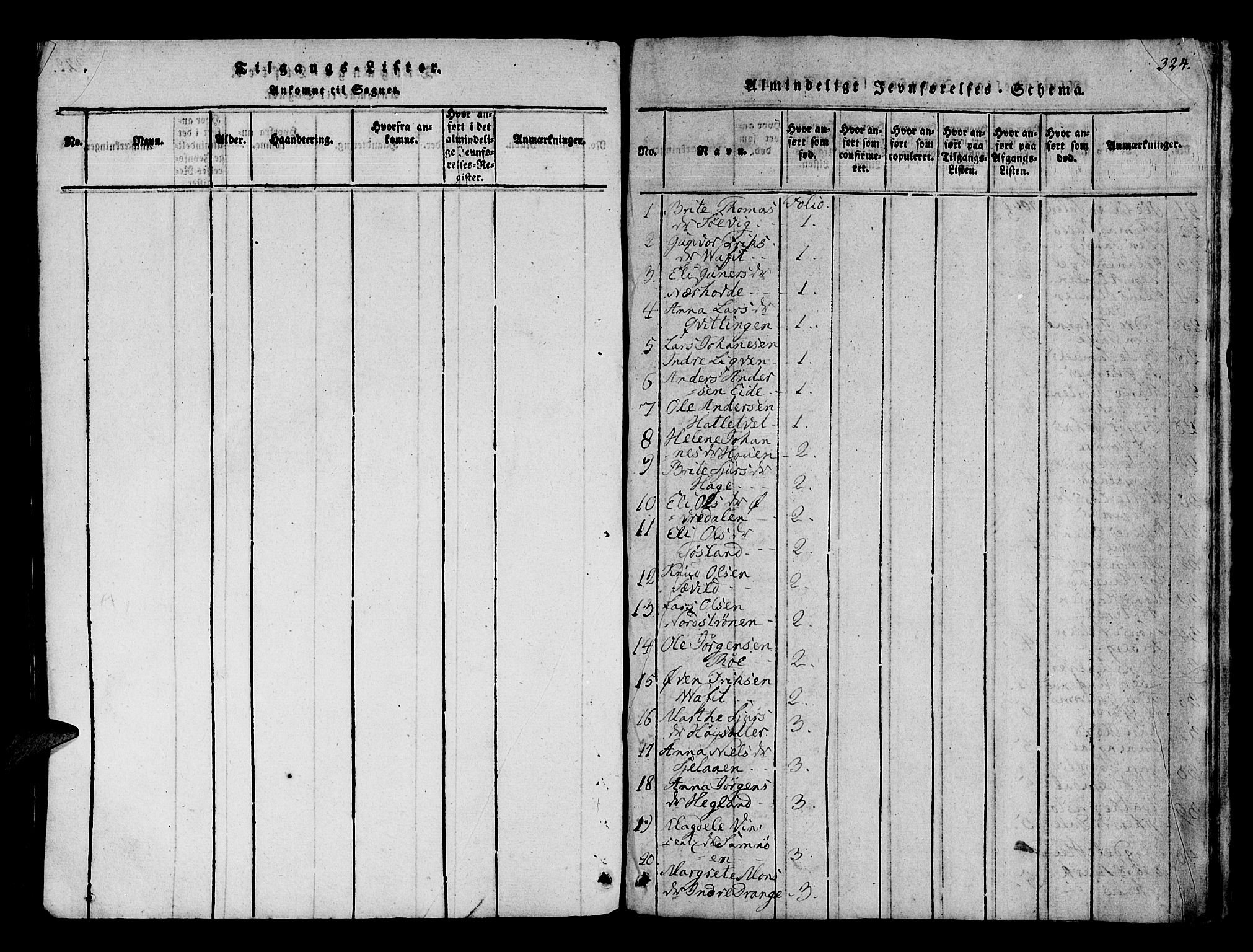 Os sokneprestembete, SAB/A-99929: Parish register (official) no. A 12, 1816-1825, p. 324