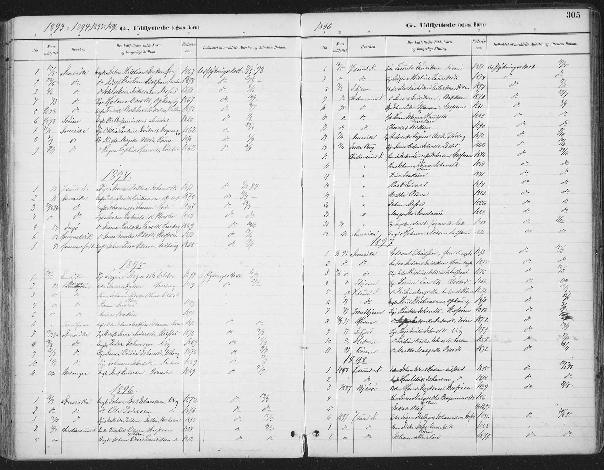 Ministerialprotokoller, klokkerbøker og fødselsregistre - Sør-Trøndelag, SAT/A-1456/659/L0743: Parish register (official) no. 659A13, 1893-1910, p. 305