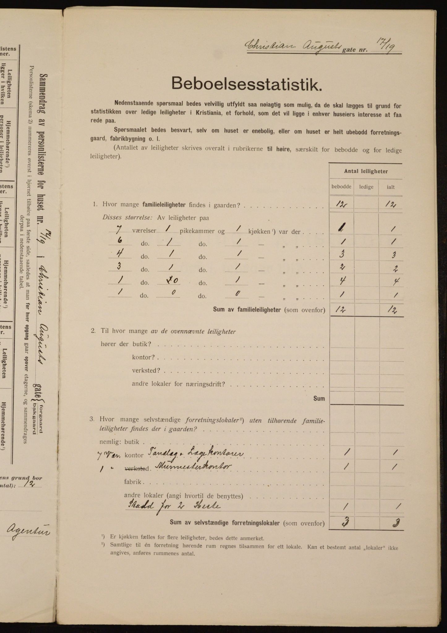 OBA, Municipal Census 1912 for Kristiania, 1912, p. 54339
