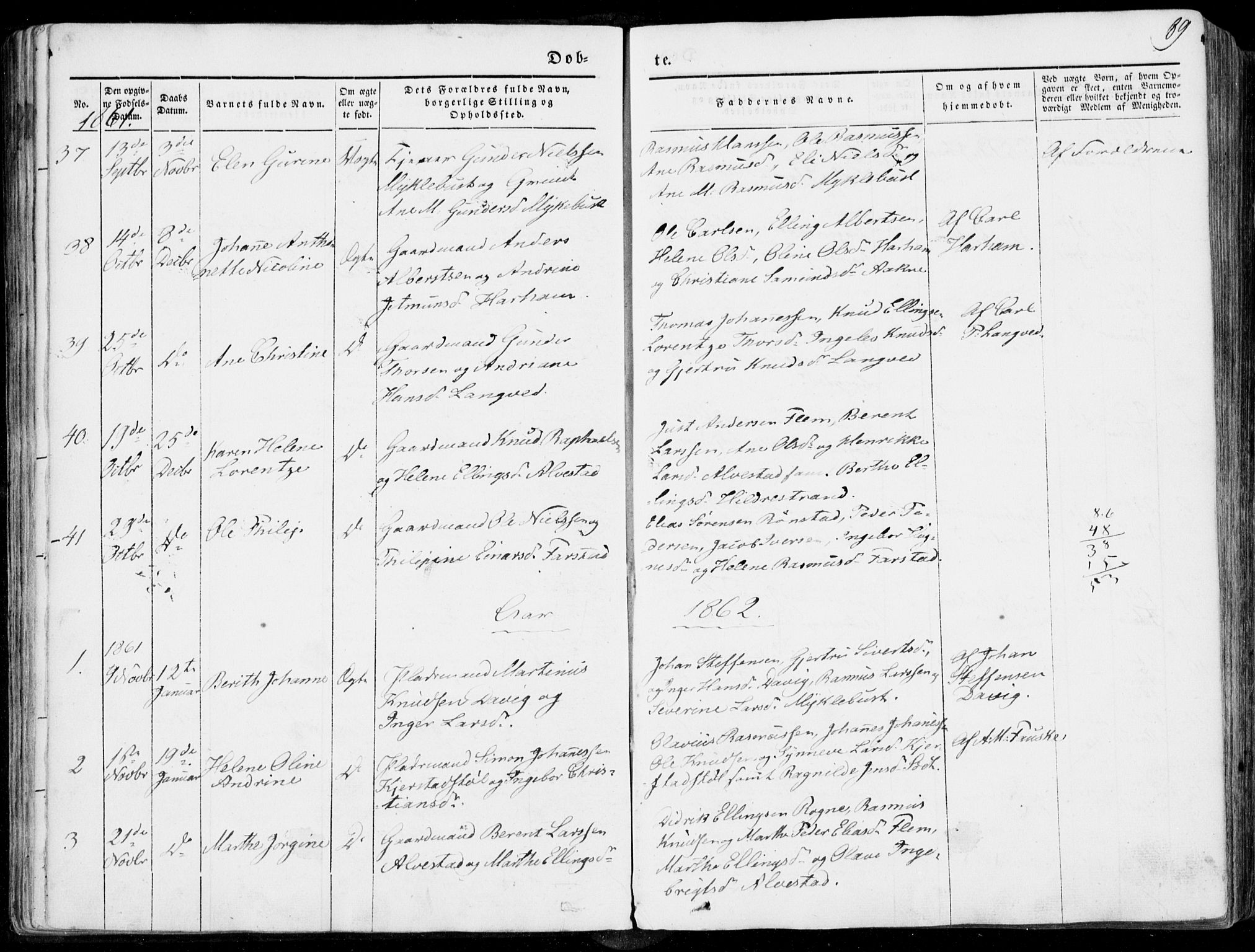 Ministerialprotokoller, klokkerbøker og fødselsregistre - Møre og Romsdal, SAT/A-1454/536/L0497: Parish register (official) no. 536A06, 1845-1865, p. 89