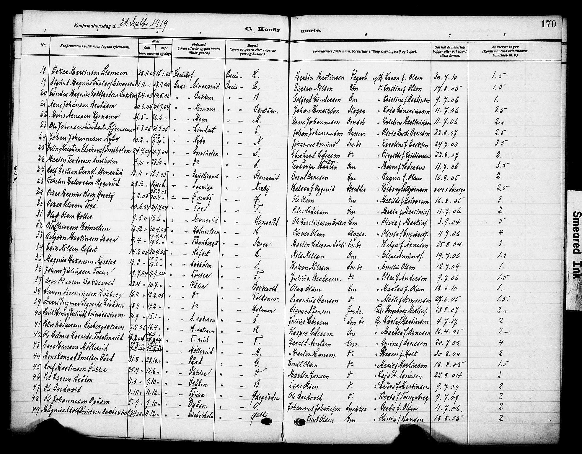 Grue prestekontor, AV/SAH-PREST-036/H/Ha/Haa/L0015: Parish register (official) no. 15, 1911-1922, p. 170